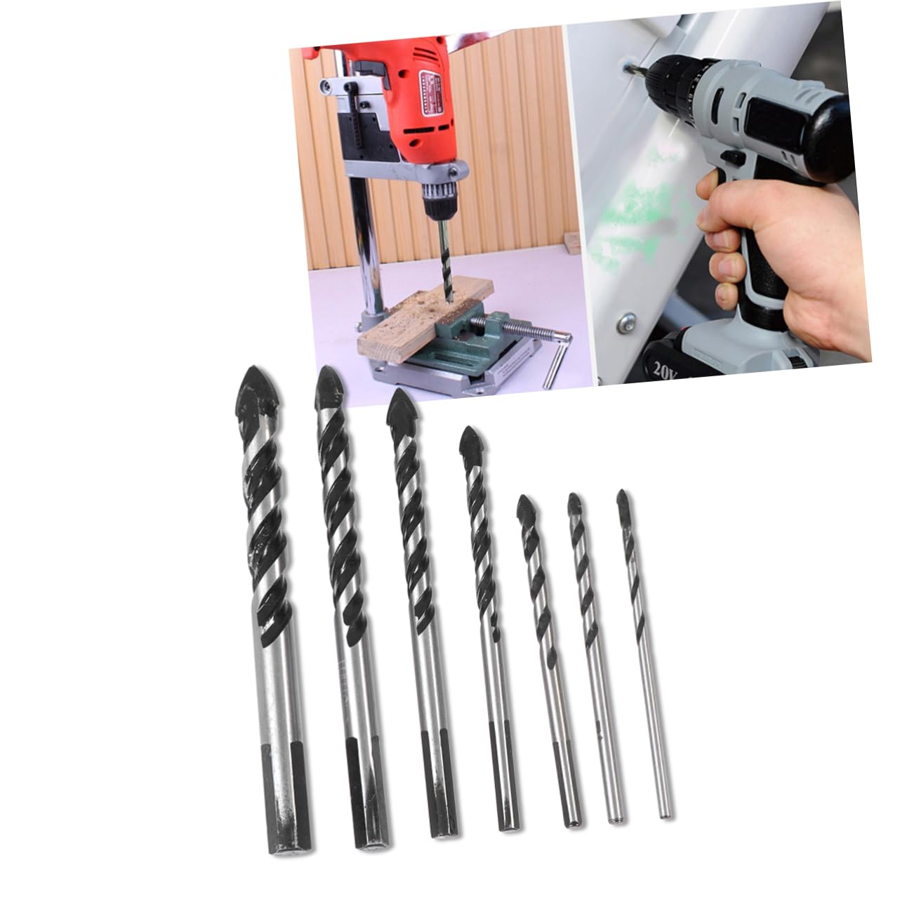 LIFKICH 7Pcs Glass Drill Bit Set Durable Ceramic Tile Hole Tools for Electric Bench Drills Suitable for Glass Brick and Tile Applications