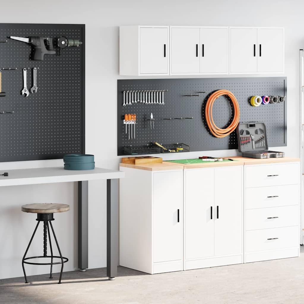 SKM Garagenschränke 2 STK. Weiß Holzwerkstoff,Wirtschaft & Industrie, Gewerbliche Lagerung, Industrieschränke,Weiß,24.45KG,3328287