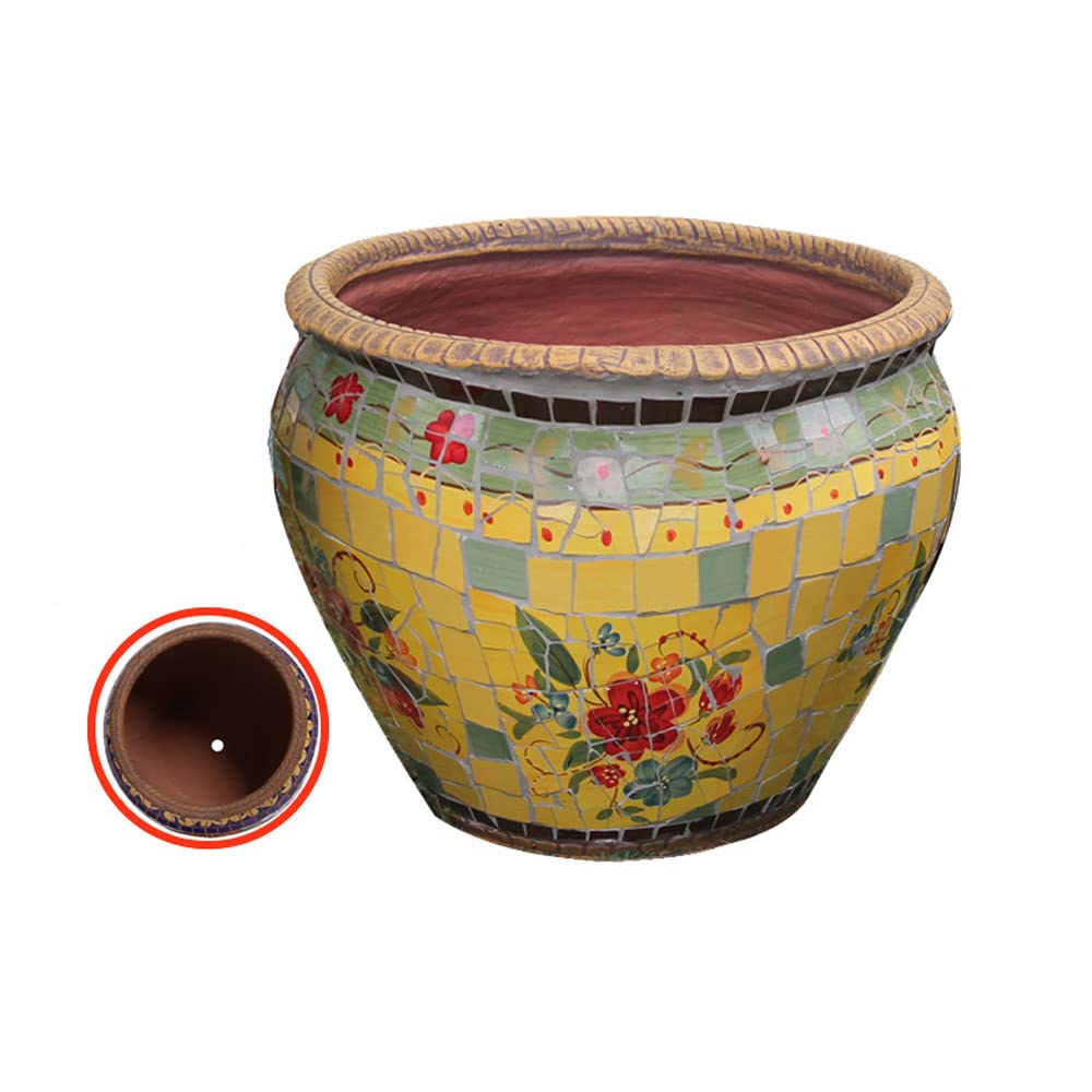 DFGHNBVC Outdoor Courtyard Ceramic Mosaic Large Flower Pot American Garden Balcony Decoration Plant Pot European Classical Garden Planter Villa Corridor Aisle Flower Cylinder,20