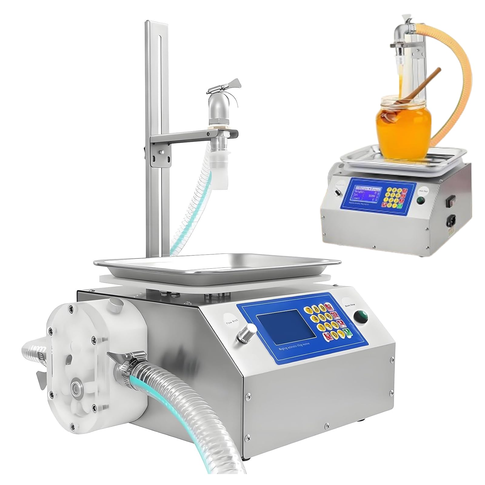 Riempitrice automatica per miele, riempitrice liquida da 3 o 7 l/min, riempitrice per bottiglie di pasta liquida da 10 g-3 kg per profumi, oli essenziali, smalto per unghie 7 l/min