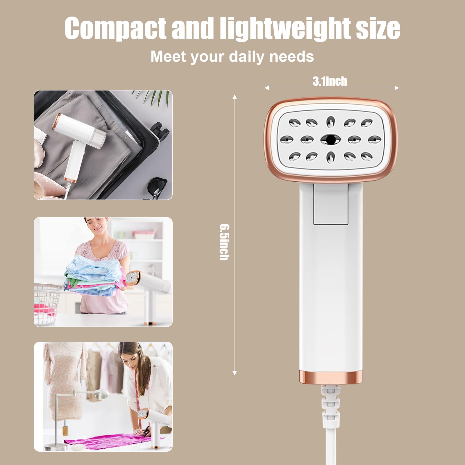 Cuiseur vapeur de voyage pliable et portable,Defroisseur Vapeur Vertical,Défroisseur Vapeur de 120ml, Réchauffage Rapide en 30s, Fer à vapeur pour enlever les plis des vêtements,Pour la Maison