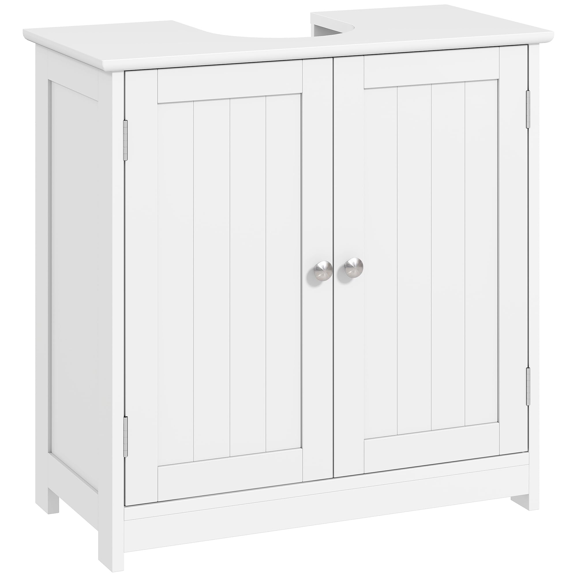 kleankin Pedestal Sink Storage Cabinet Basin Base Cabinet Under Sink Bathroom Cabinet with U-Shaped Cutout and Adjustable Internal Shelf, White