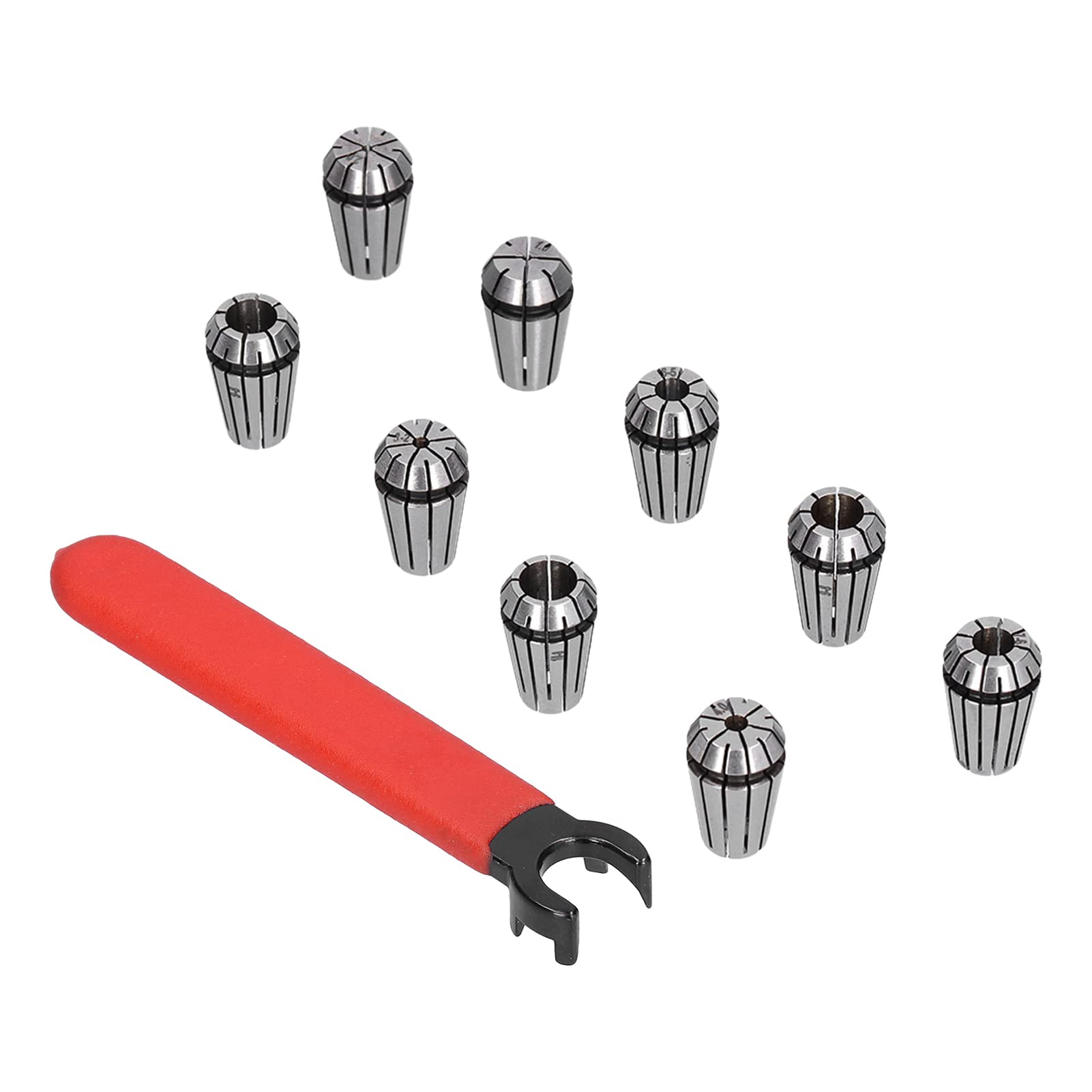 10Pcs ER16 Spring Collet Set, ER-16 Collet Set, 1-10mm Spring Collet Set, with Wrench, for CNC Engraving Machine and Milling Lathe Tool Workholding Engraving Collets