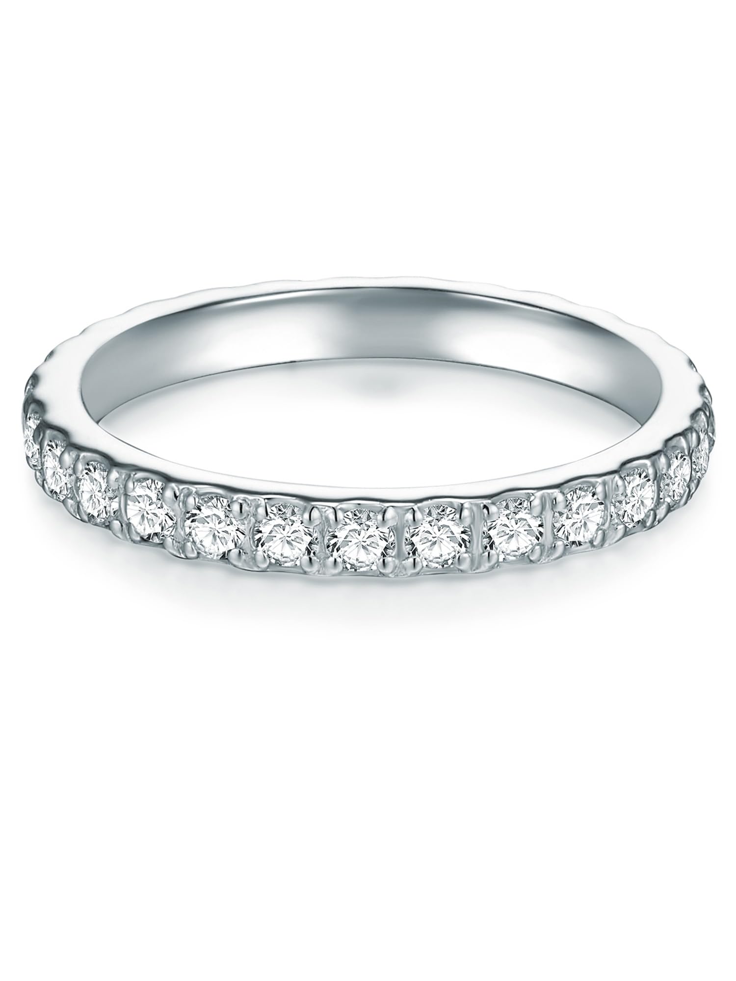 Trilani Damen Ring Memoirering aus 925/- Sterling Silber mit Zirkonia Weiß | Brillantschliff,Bandring,Verlobungsring,Vorsteckring,Antragsring,Silberring mit Steinen