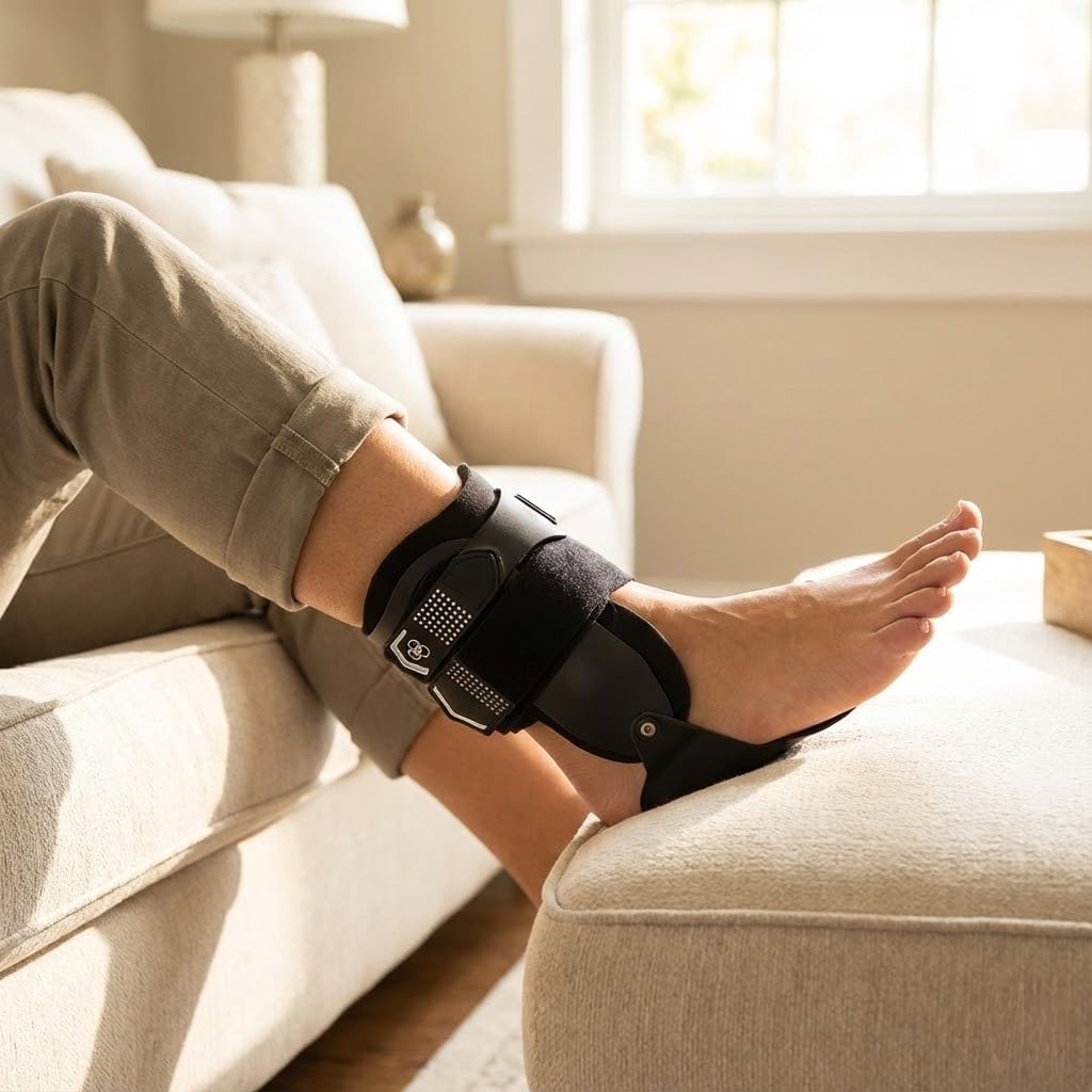 Donjoy rendimiento Bionic estribo tobillo apoyo Brace - DP151AB03-BLK-M-R, Pie derecho, Negro