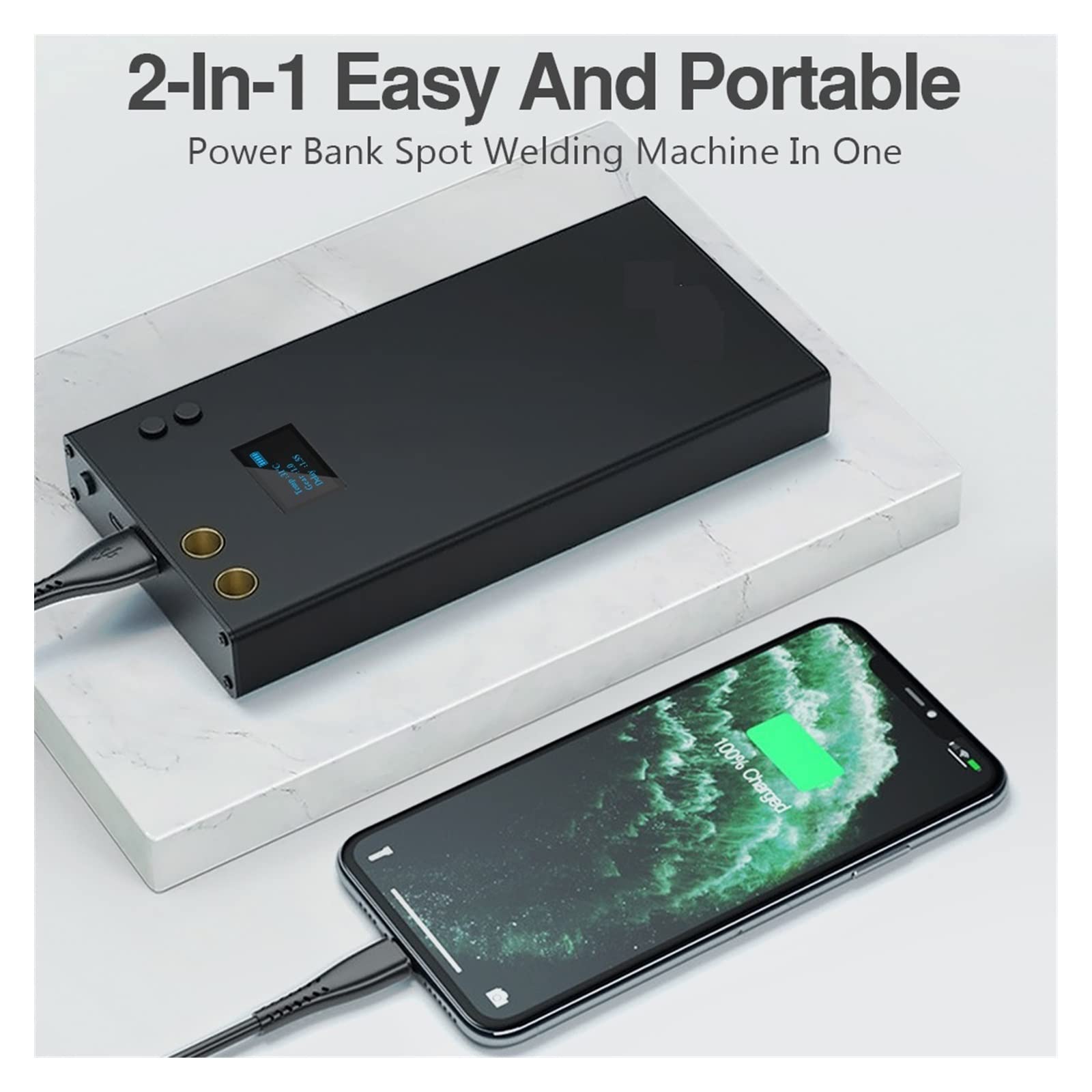 Spot Welder Handheld Portable Mini Spot Welding Machine con Remote Spot Welding Pen for DIY 18650 Battery Pack Saldatura Nichel(7500mA)