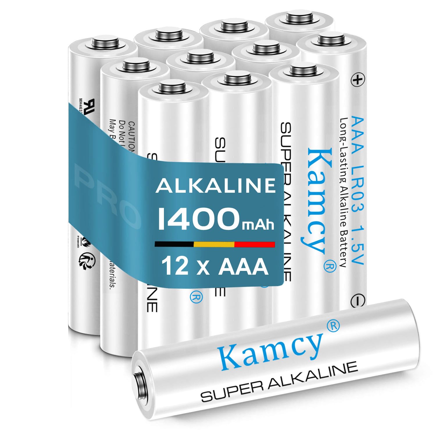 KAMCY AAA Batteries, 1400mAh, 1.5V Triple AAA Batteries (12 Pack), High-Performance Alkaline Batteries AAA Size, Long-Lasting & Leakproof Single-Use