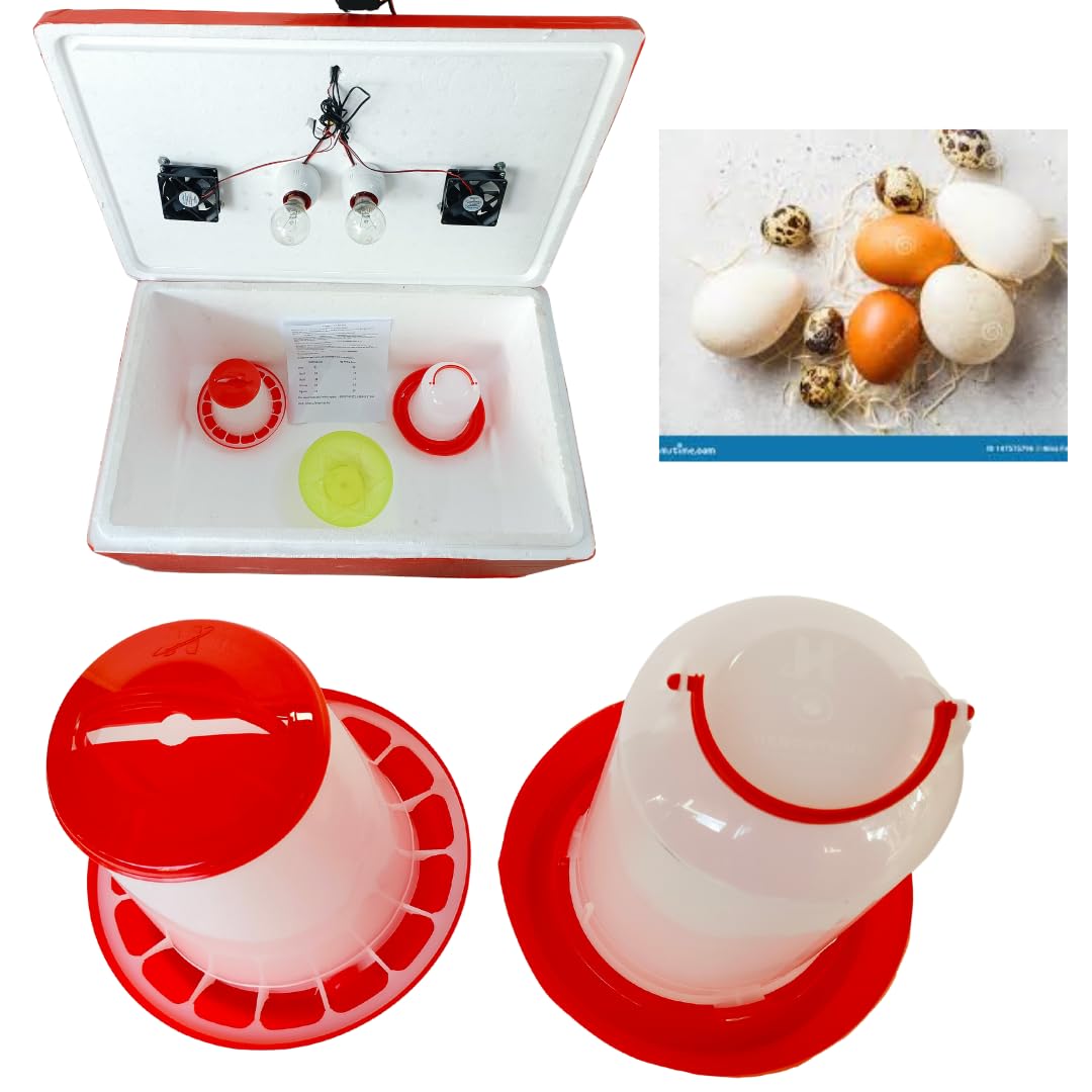 HUMBE&CO Two Holder Two Fan 1.5 kg semi Automatic Egg Incubator Feeder 1.5 LTR Drinker Free-image-3