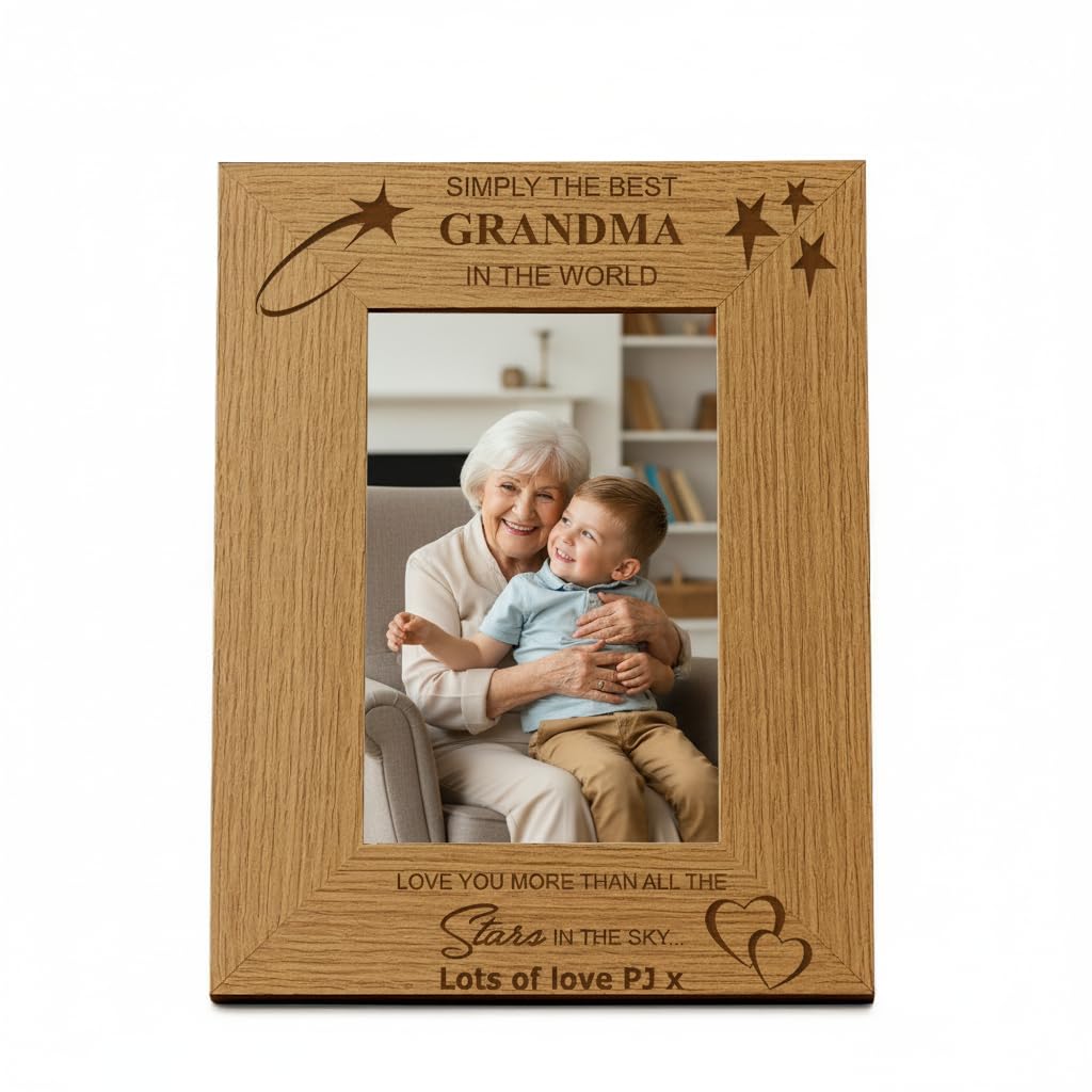 Ukgiftstoreonline No Personalisation Personalised Best Grandma Portrait Wooden Photo Frame Gift (8 X 10 Inch)