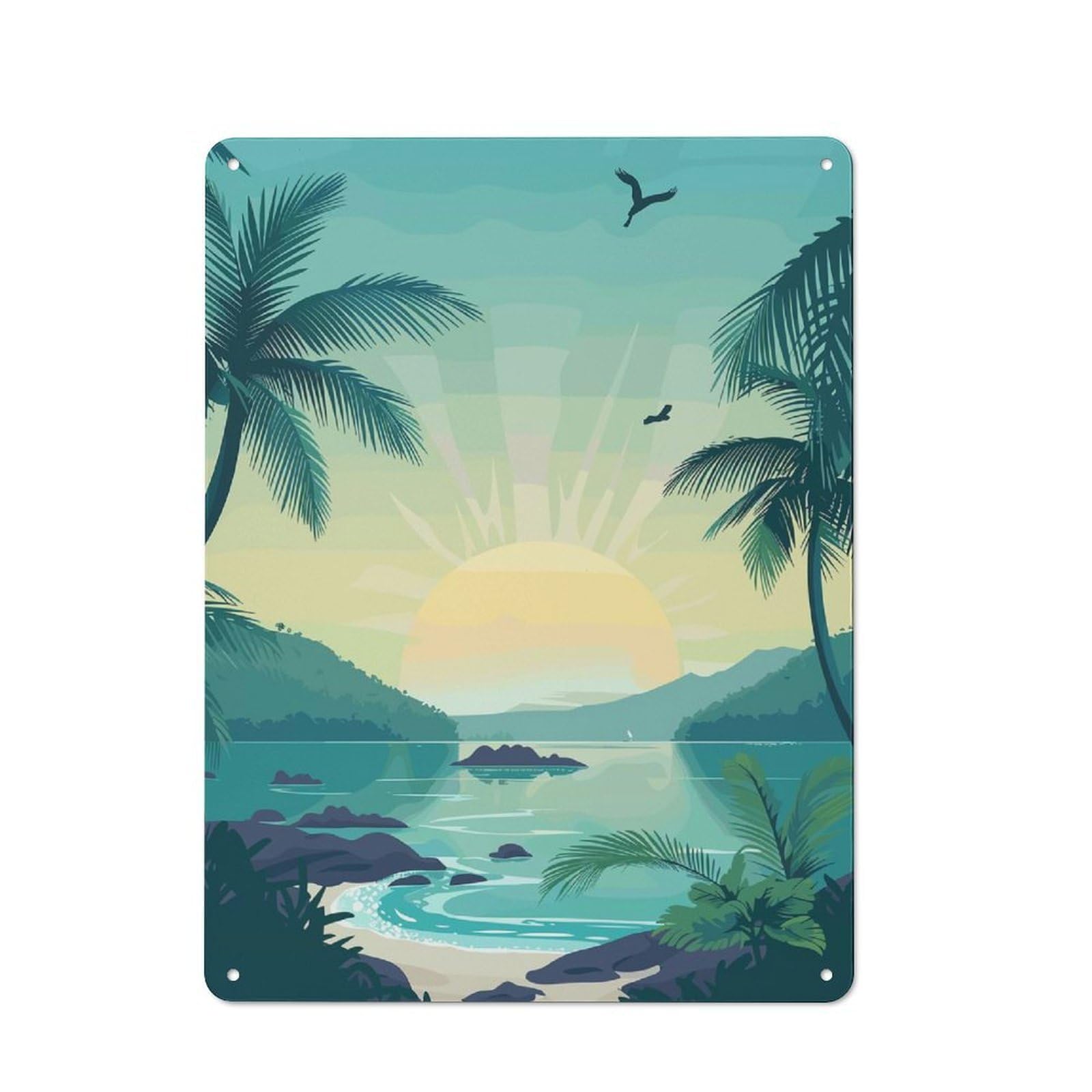 Junmoney Sumatra Island Indonesia Tin Wall Plaque 40X30cm With For Hallway Wall, With Clear Retro Wall Decor Character