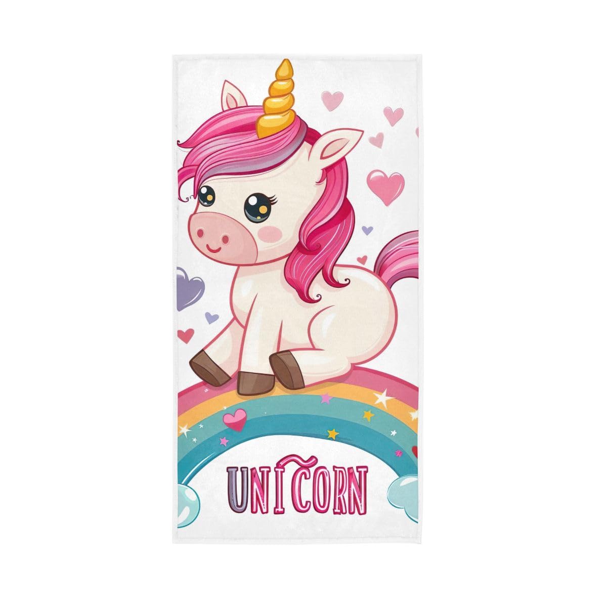 LSRCPD Unicorn on Rainbow Hand Towel, Multipurpose Cotton Hand Towels for Bathroom, Gym, Hotel, Spa 15 x 30 Inches