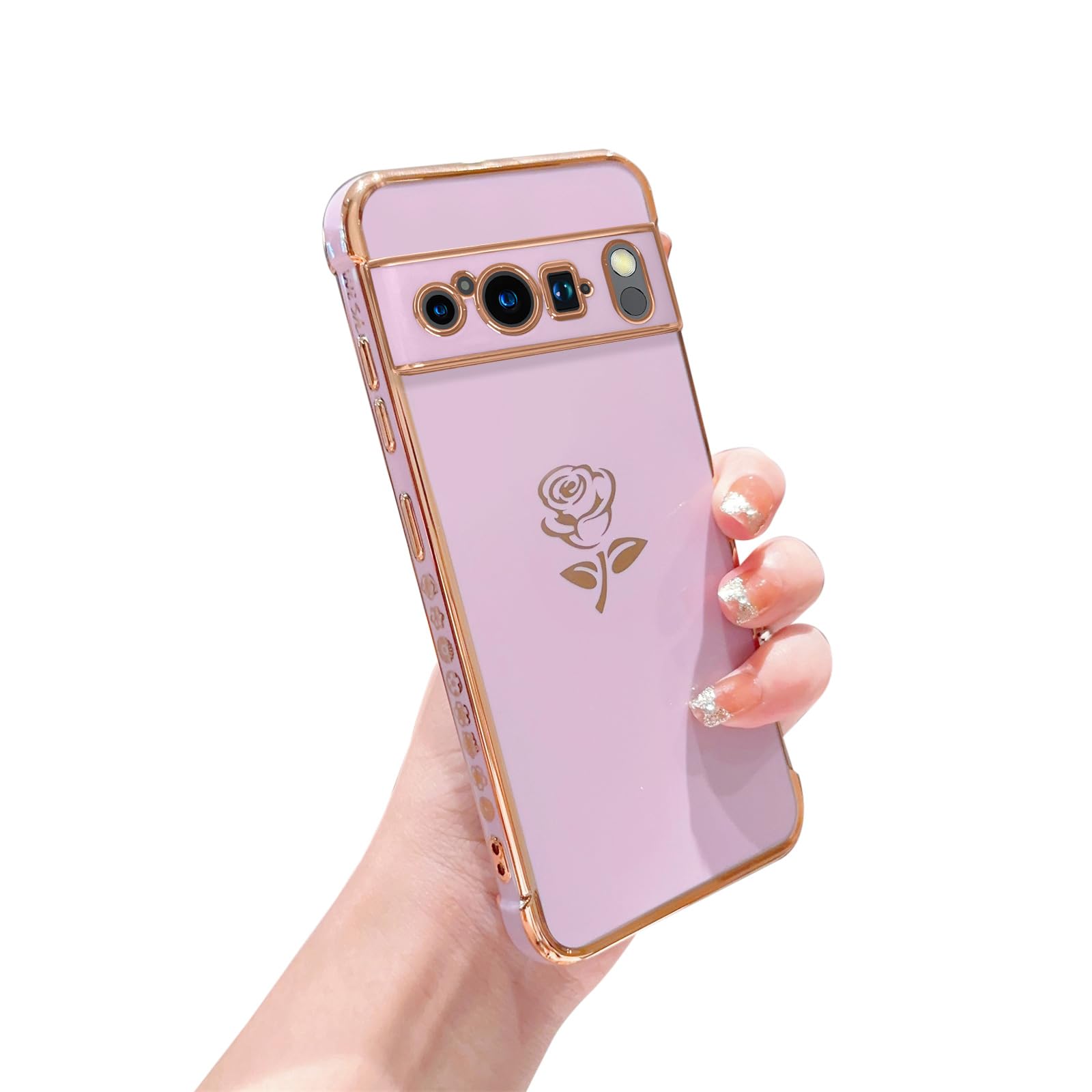 XAYAH for Pixel 8 Pro Case Cute Rose Flower Luxury Plating