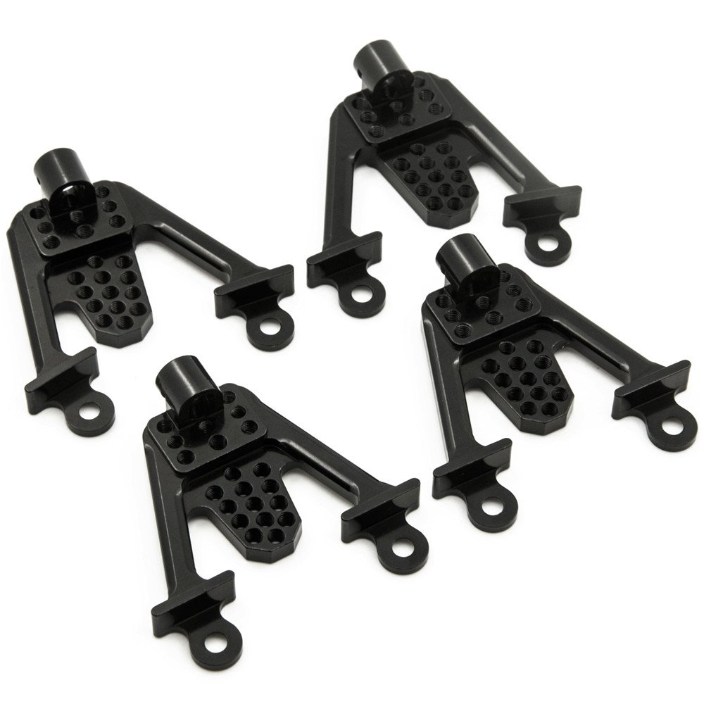 WEFEINO 4PCS Aluminum Front & Rear Shock Tower Hoops Bracket Mount Upgrade Parts for Axial SCX10 1/10 Scale Crawlers Truck Car (Black)