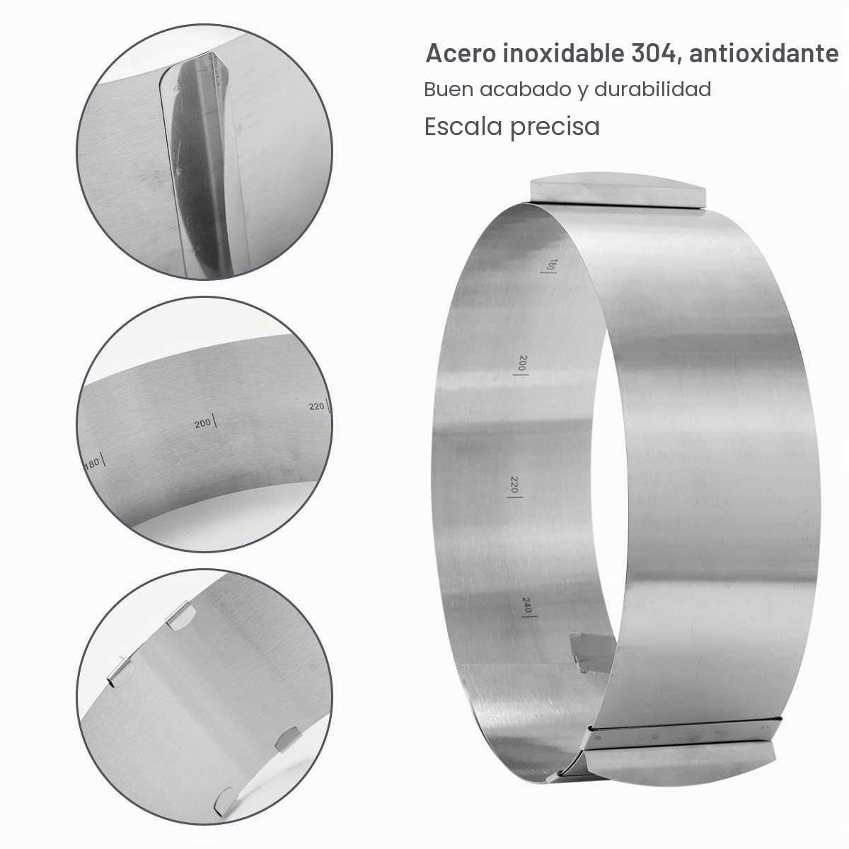 Molde Redondo Para Pasteles 16-30 cm Ajustable Aro Redondo Repostería con Acetato Reposteria Aro Con Escala Molde Redondo para Tarta Pastel Aros para Emplatar Anillo de Pastel Acero Inoxidable