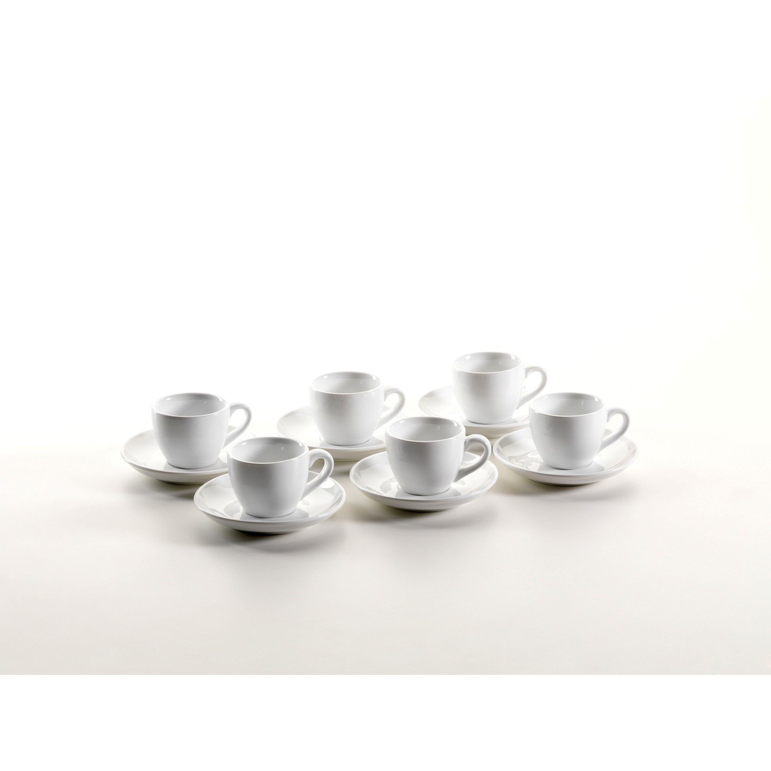 Mäser, Serie Colombia, Espressotasse 8 cl, mit Espresso-Untertasse 12 cm, Porzellan Geschirr-Set für 6 Personen, Weiß