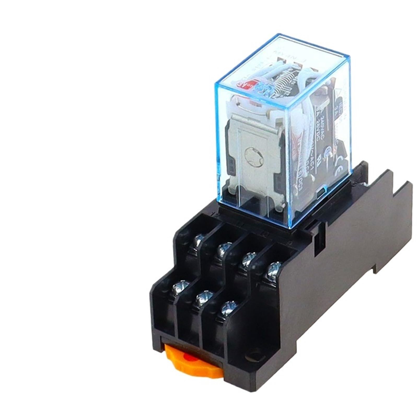 10Set MY4N DC12V AC12V DC24V AC24V bobina 5A 4NO 4NC indicador LED relé de potencia DIN Rail relé de tiempo de 14 pines con base de enchufe(AC,12V)