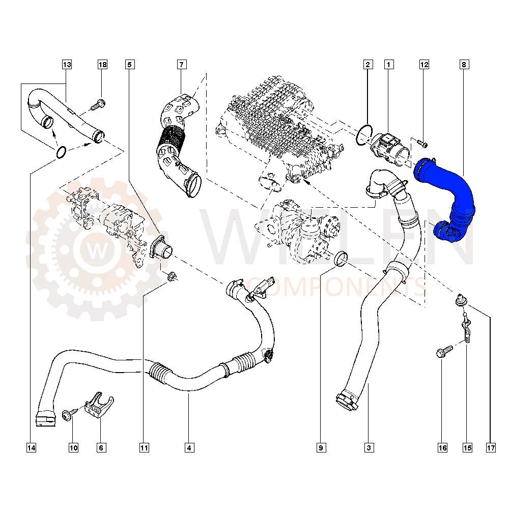 TUBO ASPIRAZIONE COMPATIBILE CON ARIA DACIA DUSTER LOGAN SANDERO RENAULT CLIO KANGOO LOGAN THALIA TWINGO 1.5 8200331958