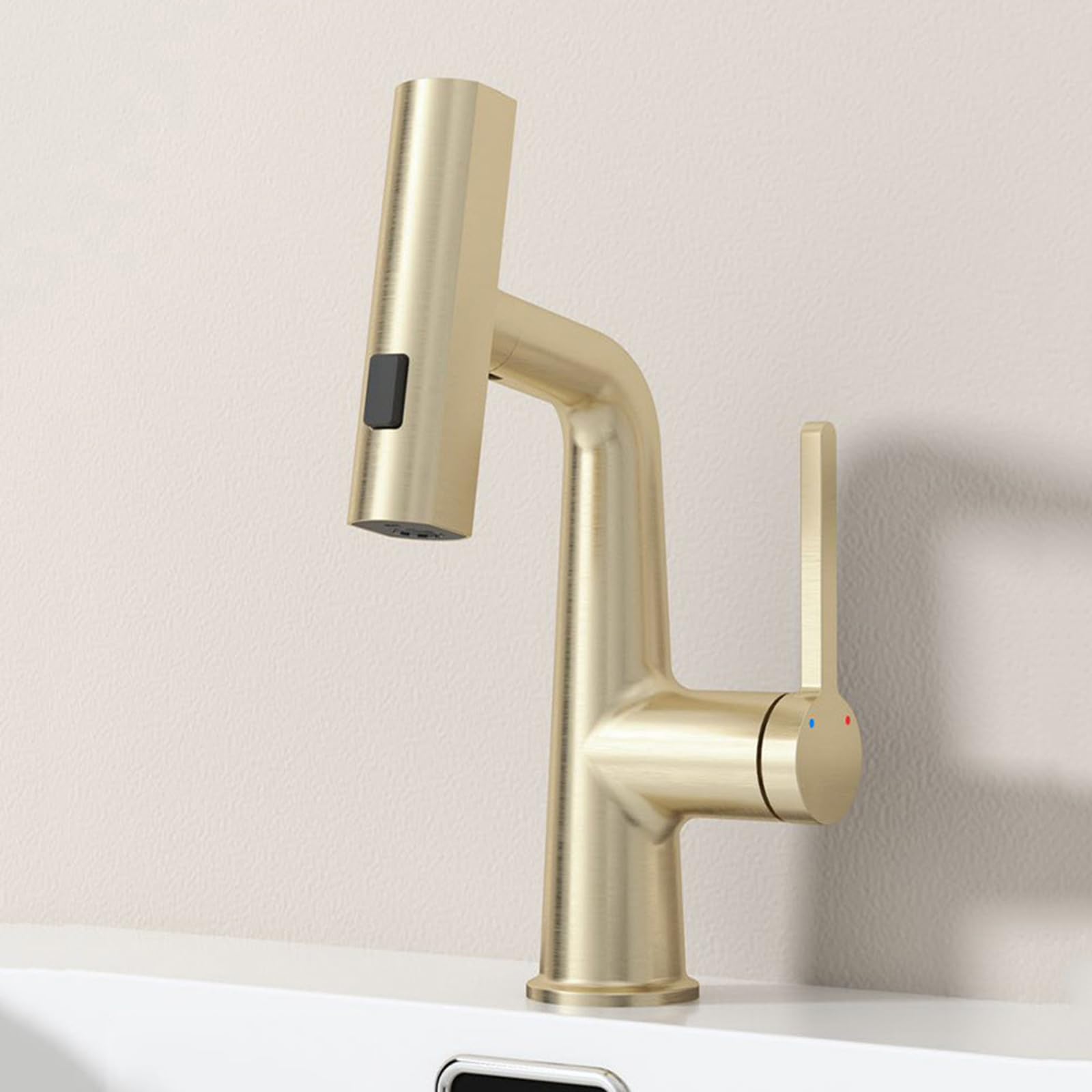Generico Rubinetto da Bagno Rubinetto Estraibile per Lavabo Miscelatore per Bagno Cascata Miscelatore Monocomando per Lavabo 2 modalità Bianco Latte