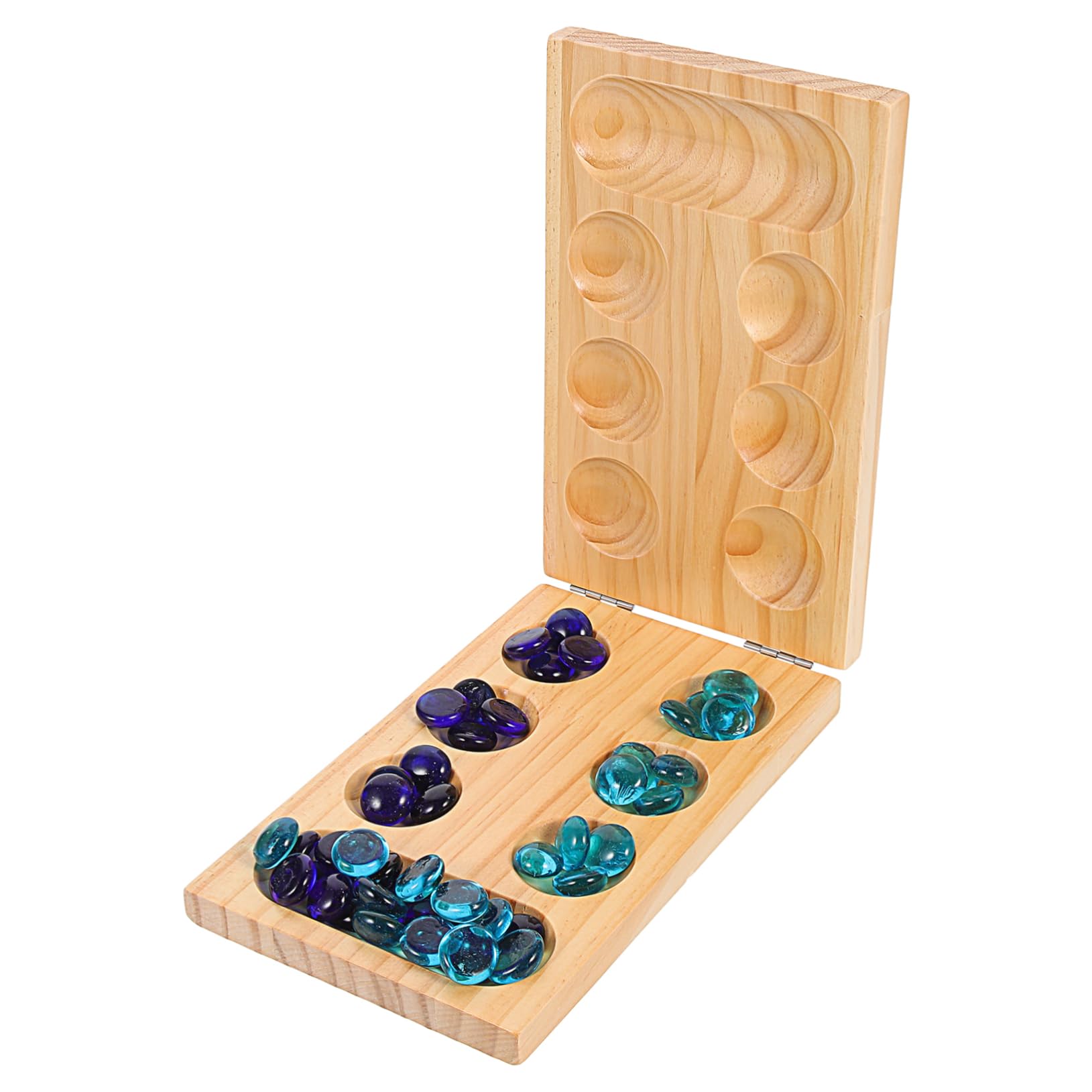 BESPORTBLE 1 Set Wooden Mancala Foldable Thinking Puzzle Game for Portable and Plaything Enhances Memory and Cognitive Skills for Family Gatherings and Parties