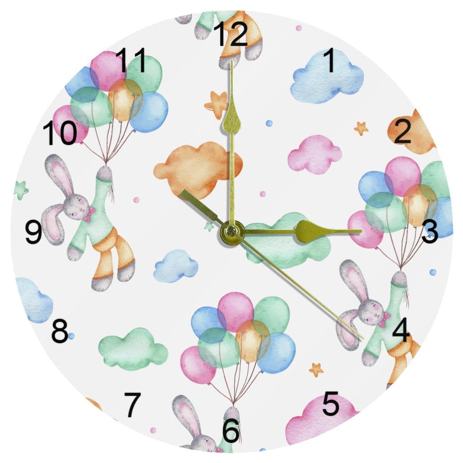 Horloge murale silencieuse lapin mignon, le cadeau idéal pour l'école