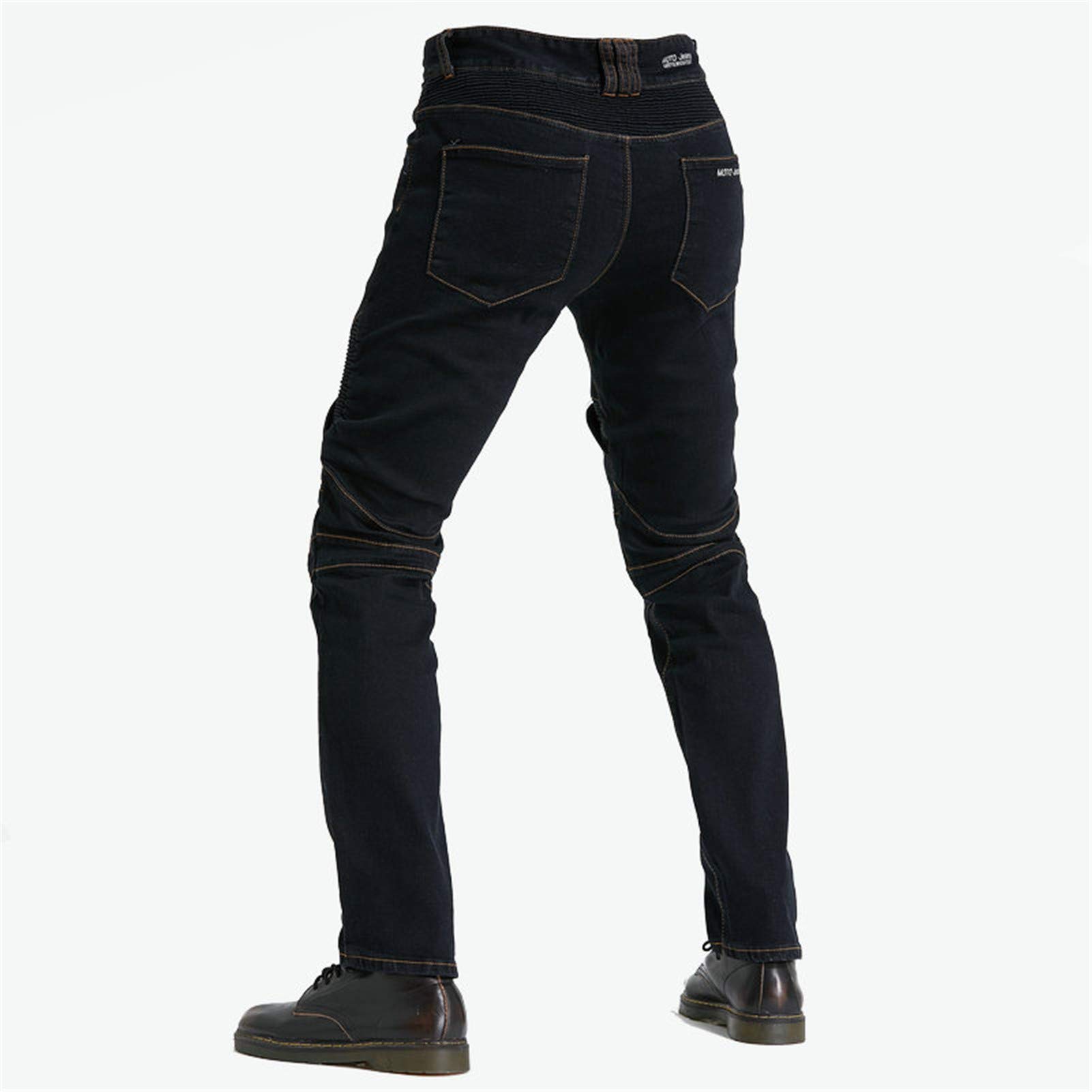 BEDSETS Pantaloni Moto Da Uomo, Pantaloni Jeans Denim Pantaloni Motocross, Con 2 Paia Di Jeans Imbottiti Protettivi, Con Fodera Protettiva (Black,XL)