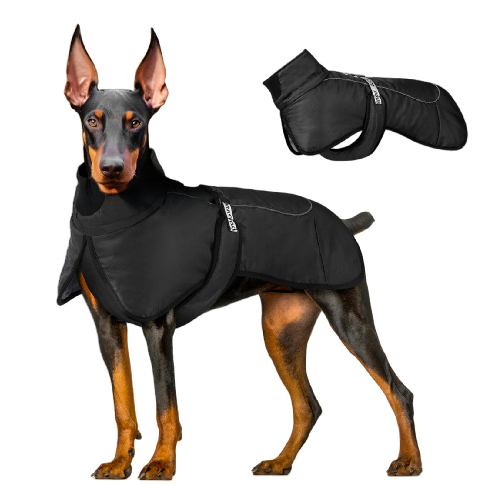 CMLDJBD dog coat Autumn And Winter Pet Clothes Reflective Warm Dog Jacket Windproof And Waterproof Dog Cotton Coat-black-6xl