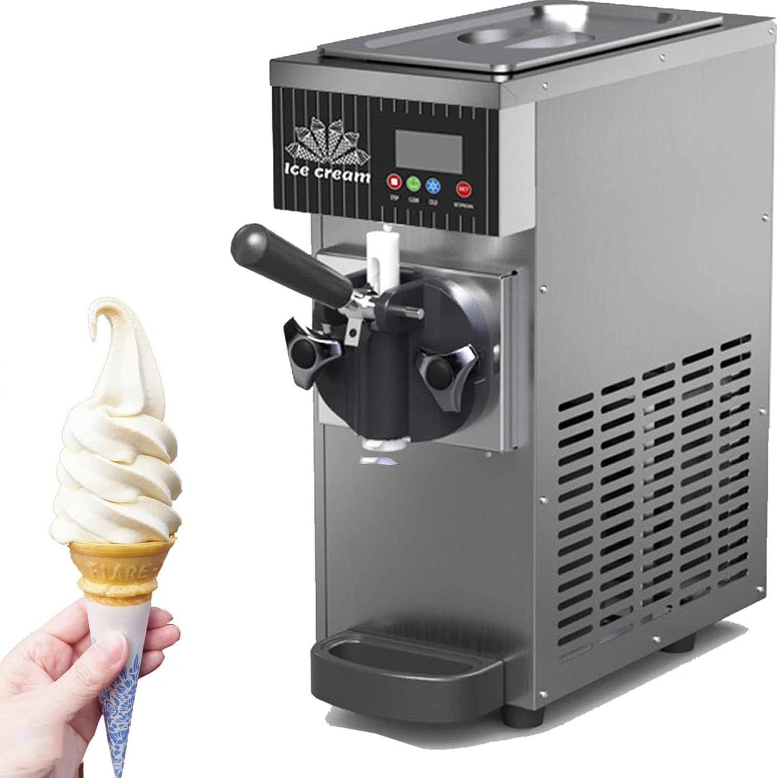 Gelatiera Professionale Soft Serve, Macchina Gelato Soft Monogusto, Morbida Commerciale Serve Macchina Gelato, Doppia Tecnologia Gonfiaggio, 80-100 Tazze/H, Caffetterie E Negozi Tè Al Latte Grey