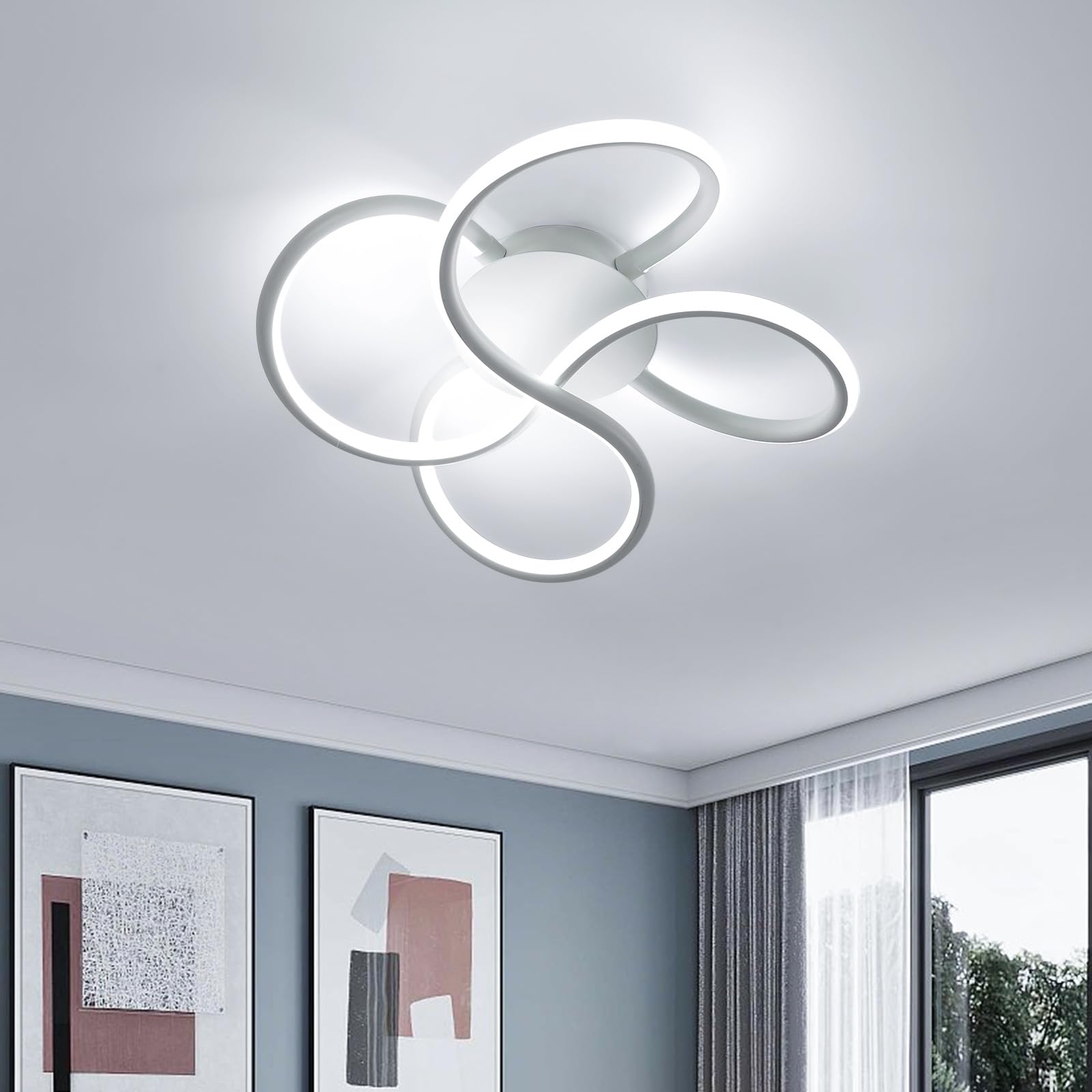 Comely Plafoniera LED Soffitto, 40 W 4500 LM Moderna Lampada da Soffitto Design Fiore, Lampada LED Soffitto Bianca per Camera da letto, Soggiorno, Cucina, Corridoio, Bianco Freddo 6500 K
