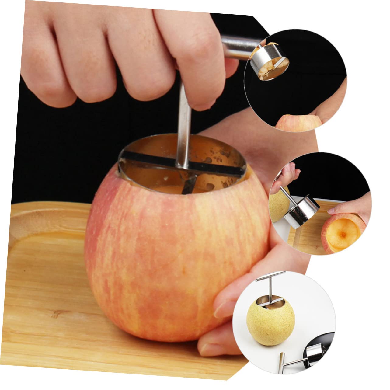TOPBATHY 6 Stk Apfelentkerner kitchen tools küchenwerkzeug Obstzubehör obstsamen Kartoffeln Äpfel Lochgräber Tragbarer Birnenkernentferner Kernzug schwarzer Pfeffer Gemüse Rostfreier Stahl