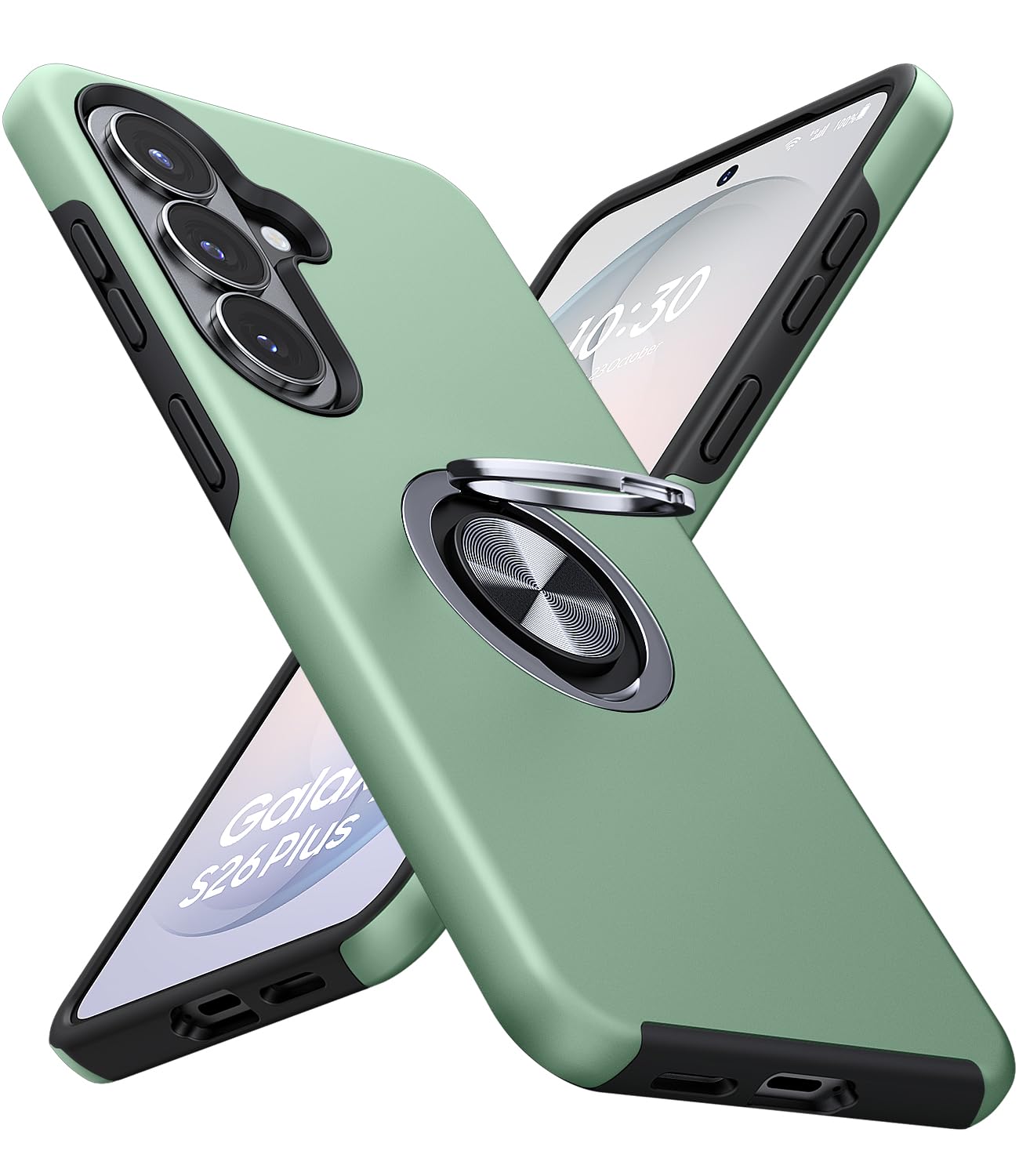 Photo 1 of JAME for Samsung Galaxy S26+ Plus Case, Dual Layer Military Grade Heavy Duty Shockproof Cover, Ring Holder Stand Kickstand, Slim Protective Phone Case for Samsung Galaxy S26+ Plus 6.7", Alpine Green