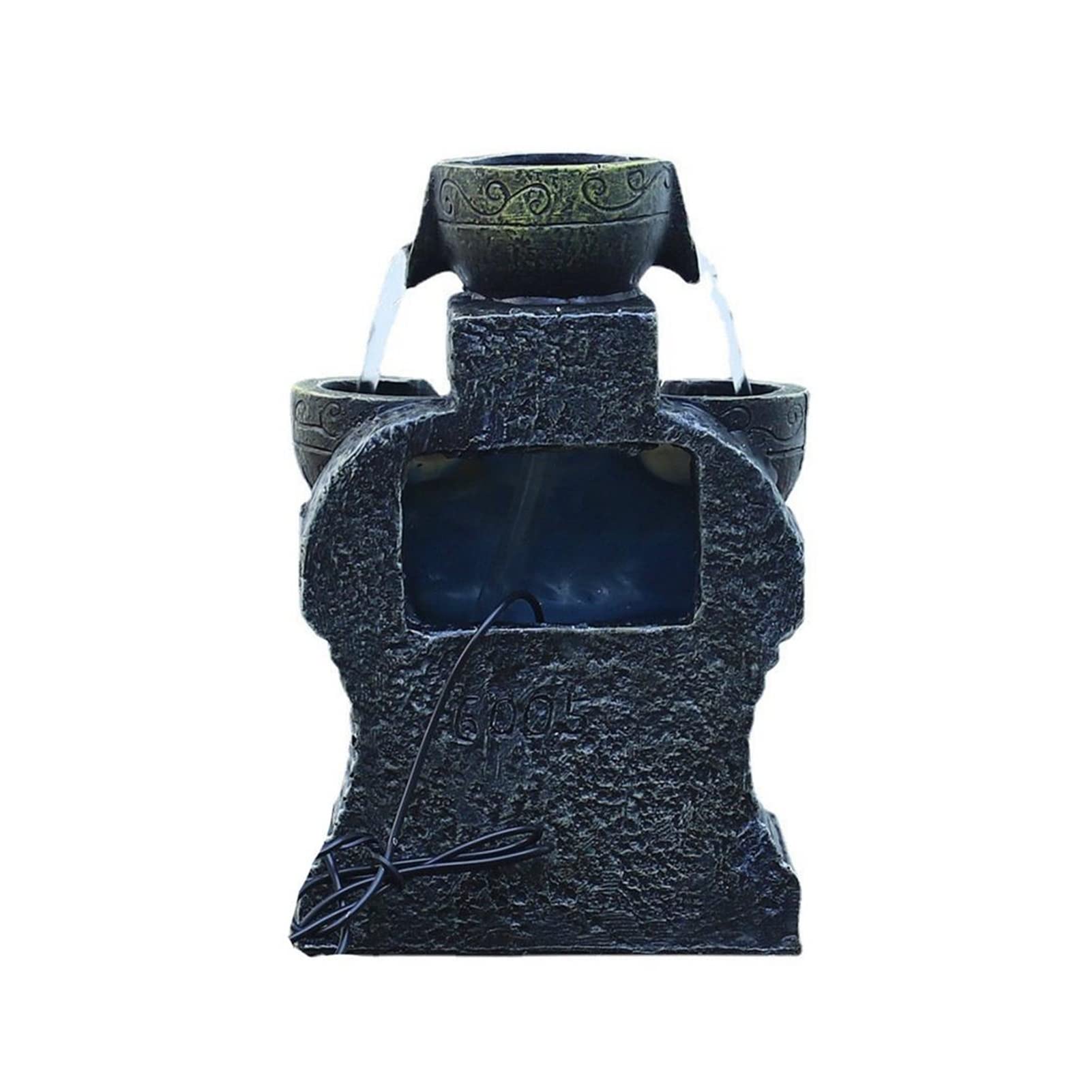 HONGFEI-SHOP Tabletop Fountain Led Lights Resin Rockery Flowing Water Fountain Lucky Feng Shui Wheel Office Desktop Ornaments with Home Decoration Desktop Fountain