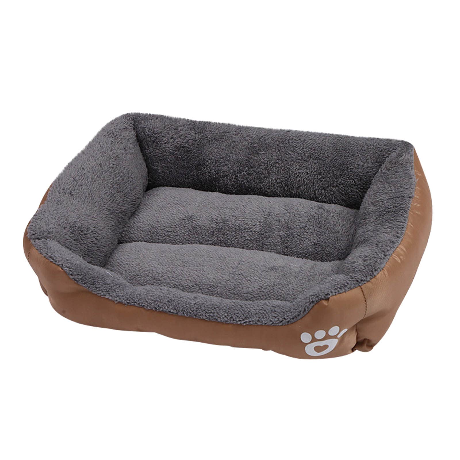 wuitopue Cat Dog Pet Warm Bed Winter Indoor Soft Plush Pet Sofa Bed Square Fluffy Pet Calming Bed for Cat Dog Puppy Pet Sleeping Self Warming Snooze Sleeping Cozy Kitty Teddy Kennel (S, Khaki)
