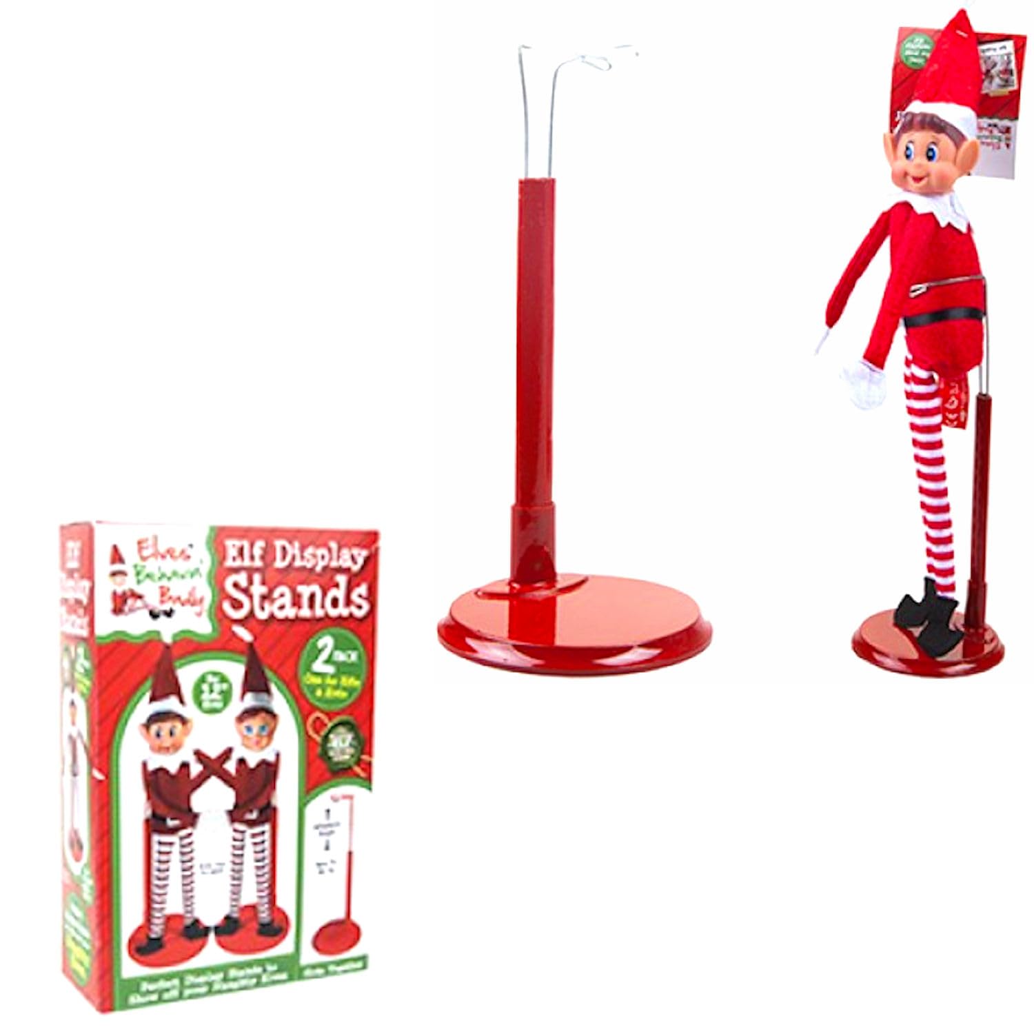 Ditzy Doll Multicolor 2 Pack Elves Display Stands - Christmas Sit On Xmas Elves Shelf Mischief
