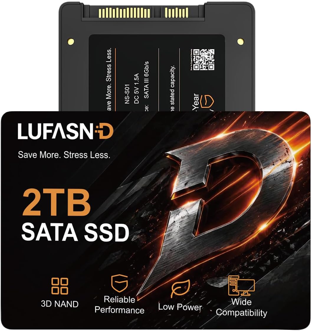 Internal 256GB SATA SSD, 2.5 Inch SSD SATA III 6Gb/s, Solid State Drive, Up to 520MB/s Read Speed, 3D NAND Flash, Compatible with Laptop & Desktop PC