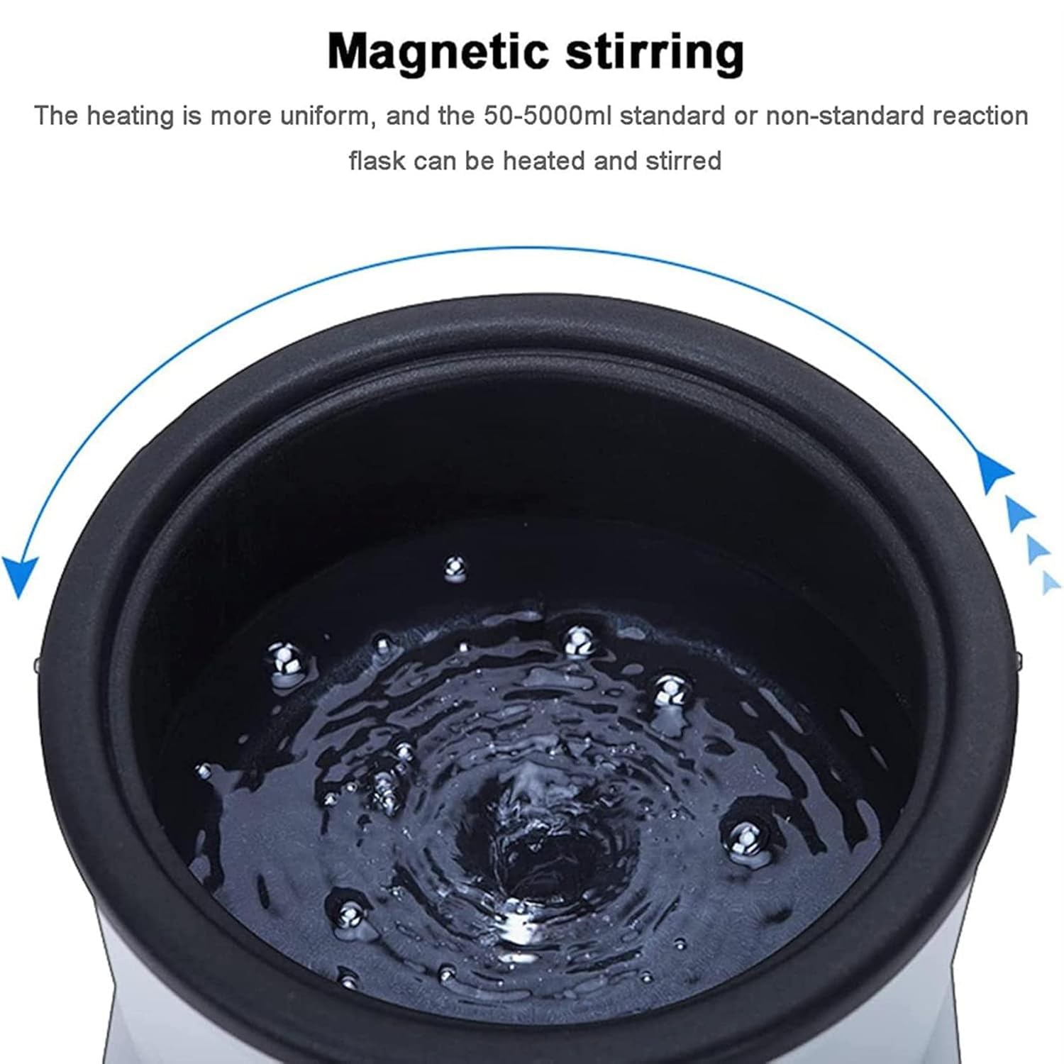 Olla agitadora magnética con soporte ajustable, baño de agua de 100 °C y calefacción de baño de aceite de 250 °C, control de velocidad de 50-2000 rpm, sensores de temperatura internos y externos