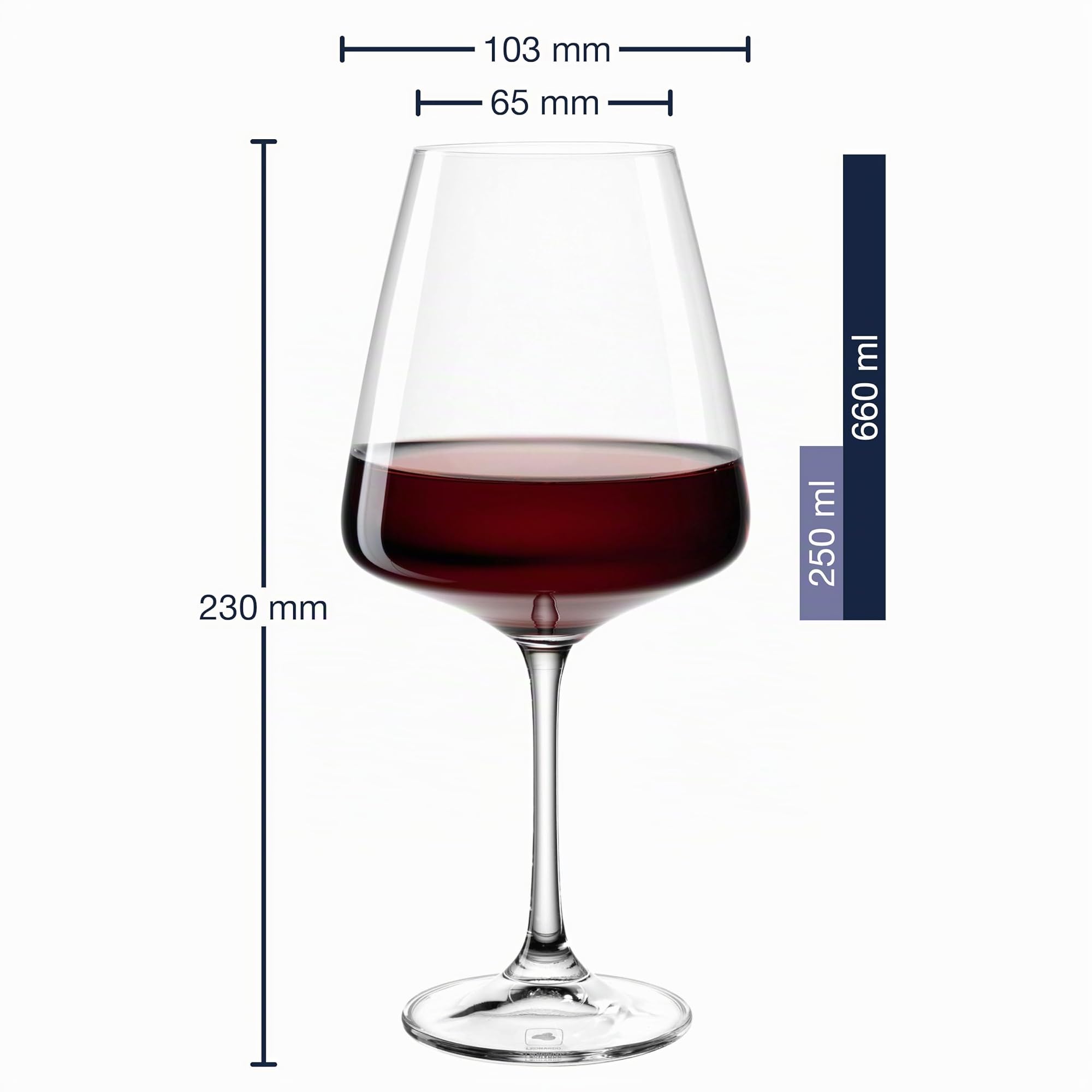 Leonardo Home Paladino Rotwein-Gläser • 6er Set • spülmaschinenfeste Wein-Gläser • Rotwein-Kelch mit gezogenem Stiel • Weingläser • • 066311 – Bild 2