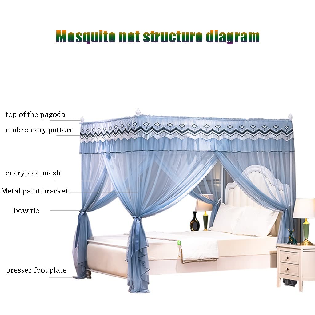 Baldacchino rosa con supporto in metallo, zanzariera da pavimento, design in pizzo, facile installazione e pulizia, perfetto per camere da letto (dimensioni: 200 x 220 x 200 cm)