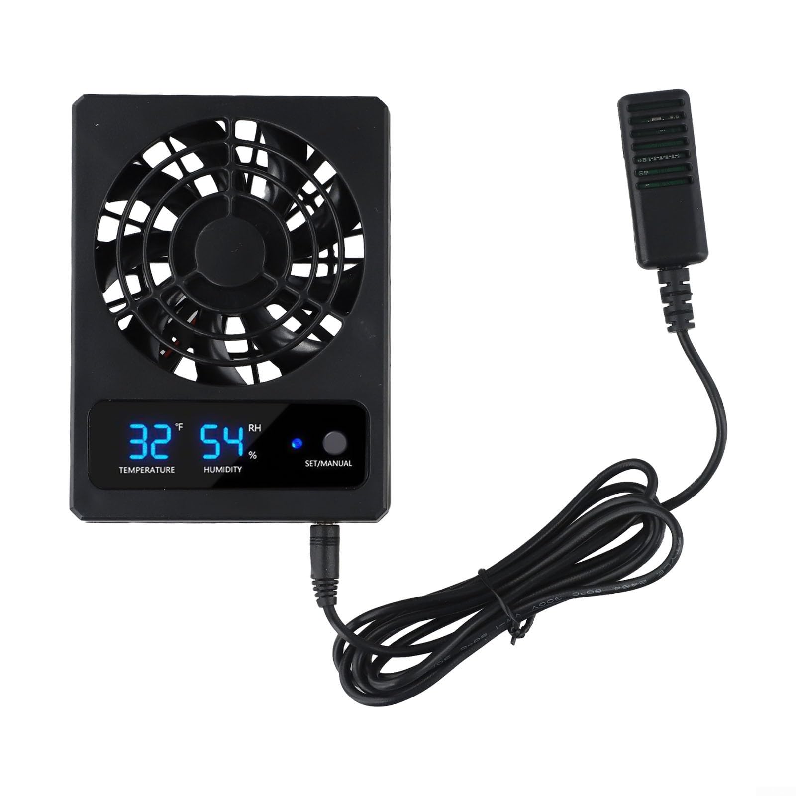 Ventilation Fan for Terrariums Automatic Humidity Reduction Quiet 28dB Operation Improves Air Circulation Easy Installation for Reptile Enclosures Black 11.3x8.5x2.5cm USB Powered(Fahrenheit)
