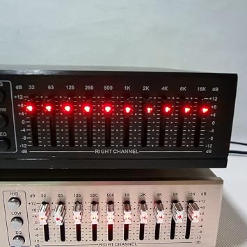 Dual 10-band graphic equalizer,hifi home EQ balanced mixer，stereo treble Alto bass regulation Stereo Equalizer（Built-in Bluetooth）,Black