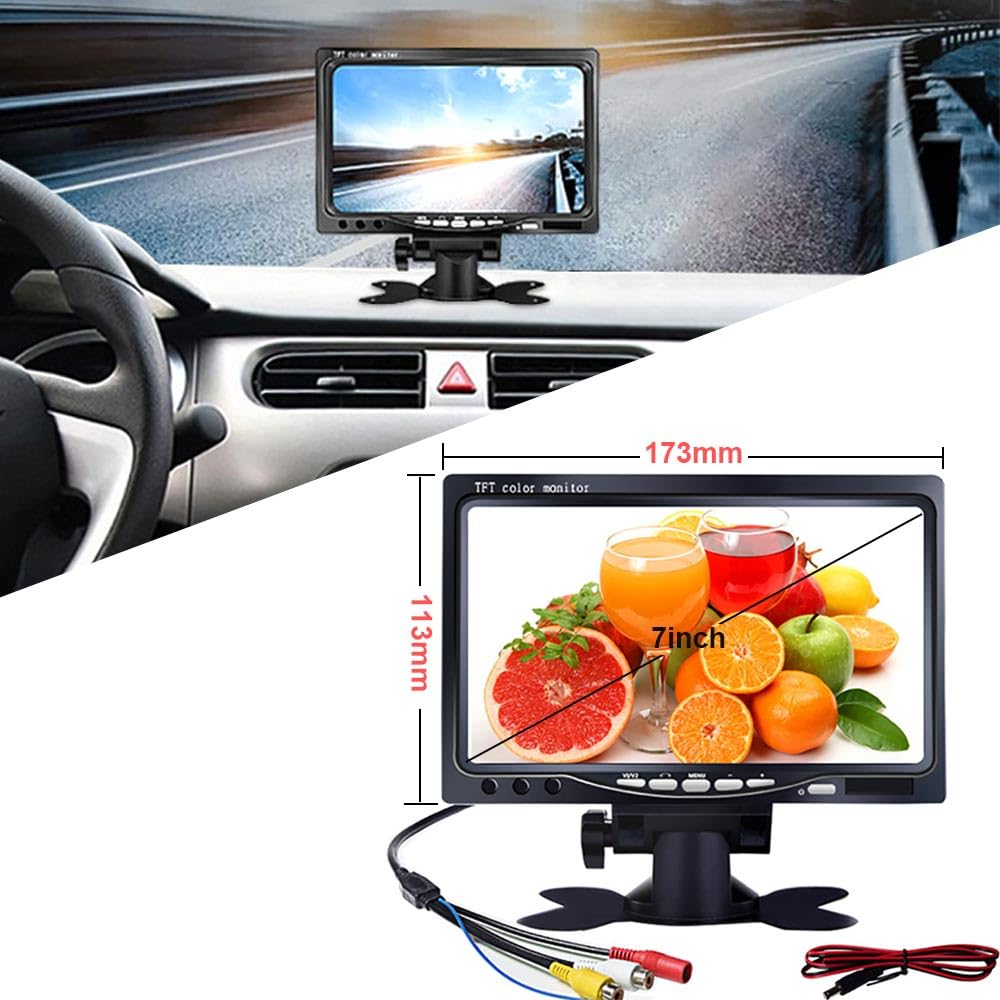 1280 * 720 Brake Bremsleuchte Auto Kamera Bremslicht Rückfahrkamera Fit for VW T6 Caddy Maxi Cargo Transporter Business MPV SUV Bus+7" Reverse Monitor