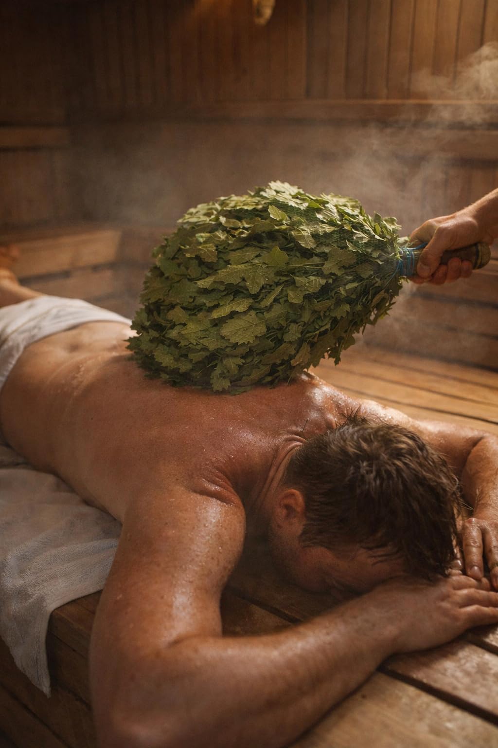 Saunabesen aus Eiche – Set 7 Stück | Kanadische Eiche | Handgebundene Venik für Sauna & Banja | Naturbelassen | Wellness & Entspannung