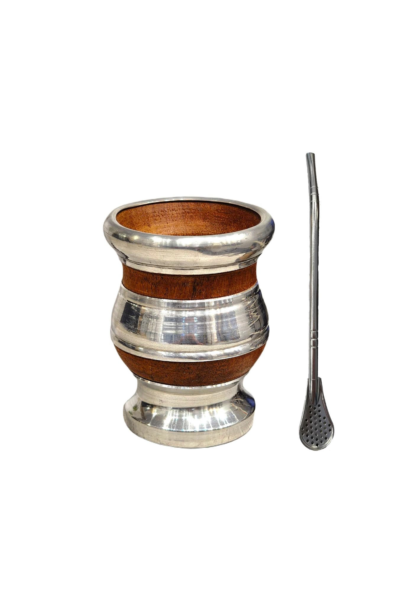 Mate Madera Algarrobo Argentino, Mate Argentino con Bombilla de Acero Inoxidable, Hecho a Mano por Artesanos Argentinos, Calabaza Gourd Cup