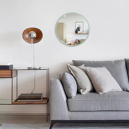 Miniatura 254 de JJUUYOU Espejo circular de pared redondo para baño, espejo de tocador gris, pequeño círculo decorativo para pared, marco de madera, espejo
