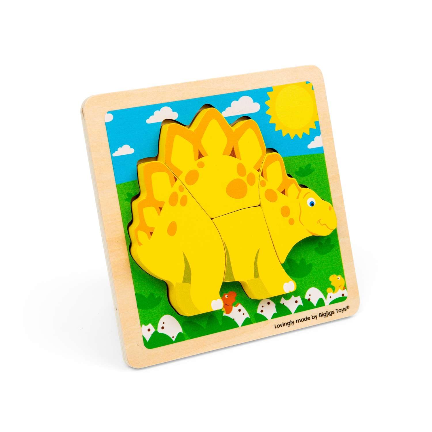 Bigjigs Toys Chunky Lift Out Stegosaurus | First Wooden Puzzles | Dinosaur Puzzle for Kids | Baby Jigsaw with Dinosaurs Theme | Learning Toy for Toddlers | Educational Gifts for 10+ Month Old Children