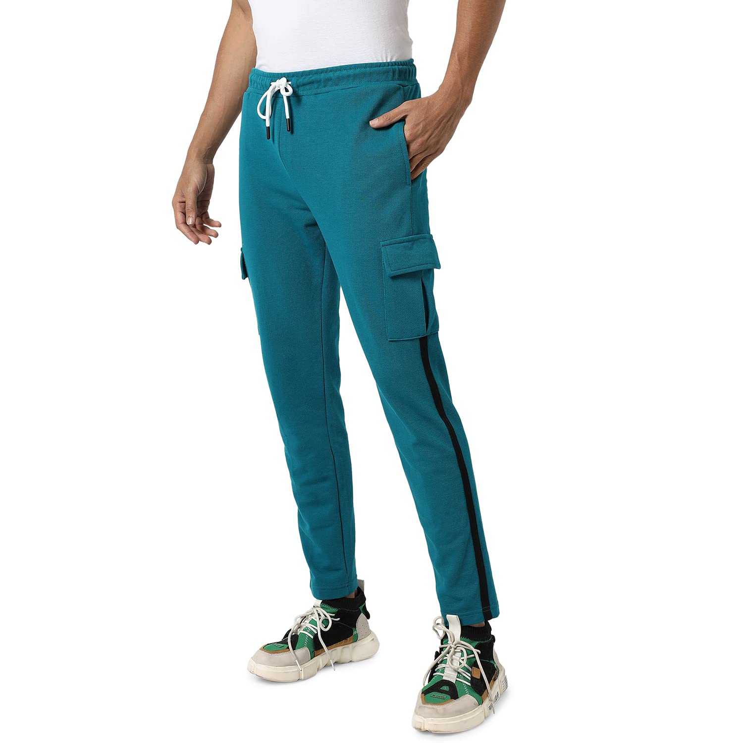cahoot Men's Solid Aqua Blue Regular Fit Trackpants for Casual Wear | Angled Open Pockets | Elasticated Waist | Trackpants Crafted with Comfort Fit & High Performance for Everyday Wear-picture-12