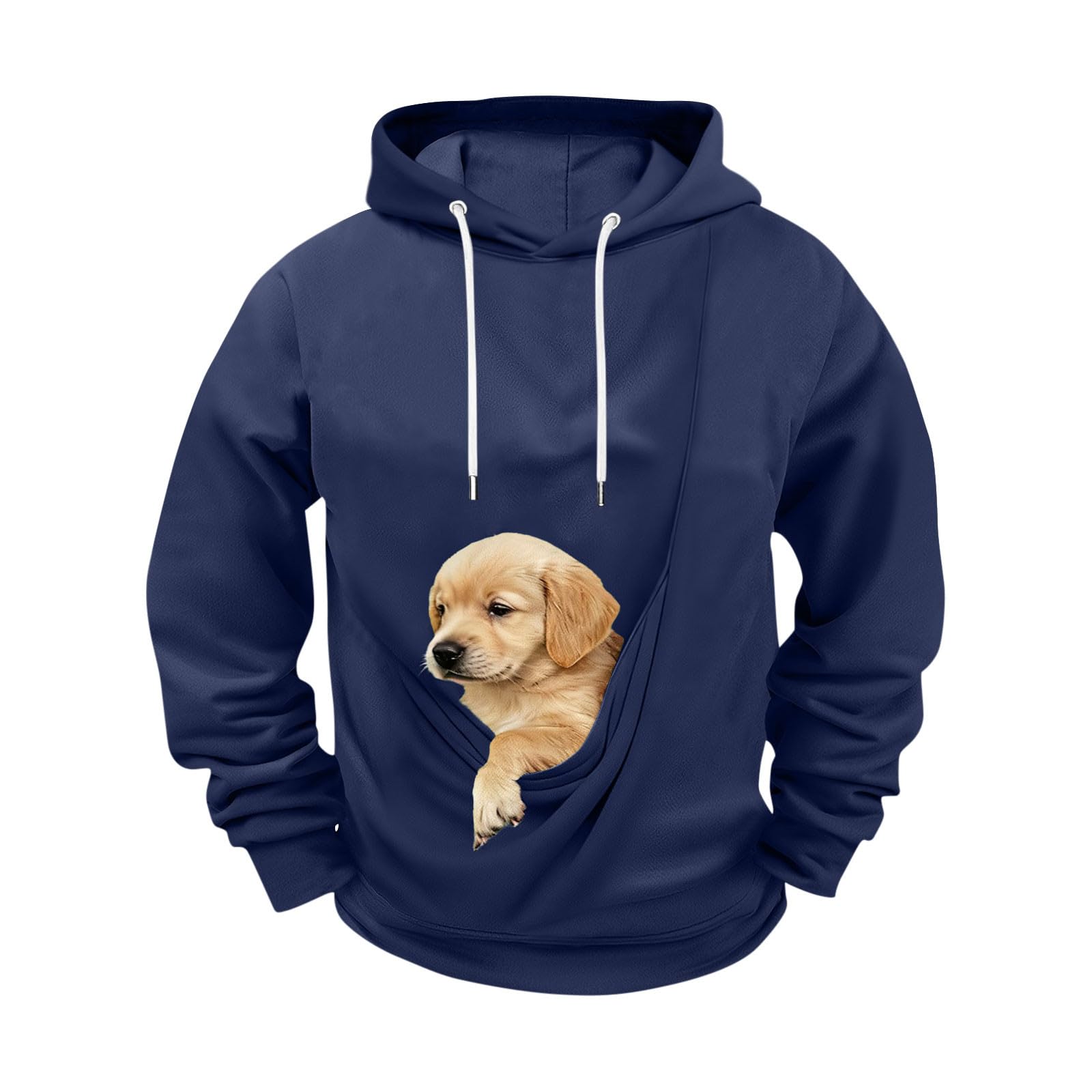 Sweat à capuche de transport pour homme | Sweat à poche kangourou pour chat et chien | Pull doublé en polaire