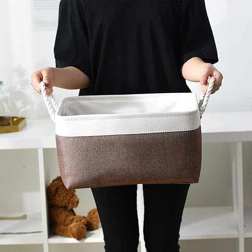 Miniatura 7 de Cesta de organización y almacenamiento para organizar, 16 x 12 x 8 pulgadas, paquete de 4 cubos de almacenamiento de tela, plegables para estantes