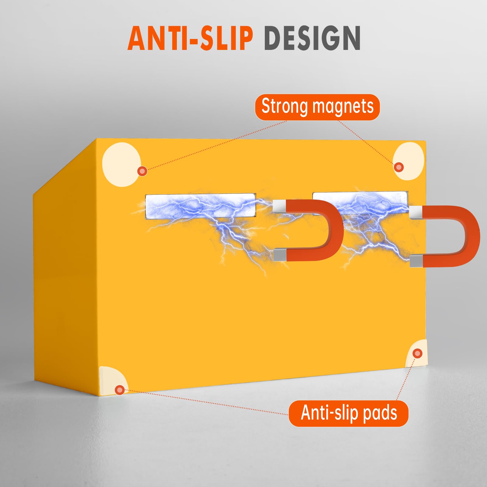 BEYGORM - Soporte magnético acrílico antideslizante para rotuladores de pizarra blanca, organizador de lápices y bolígrafos con imán para frigorífico, taquilla o escritorio, vaso para lápices, naranja