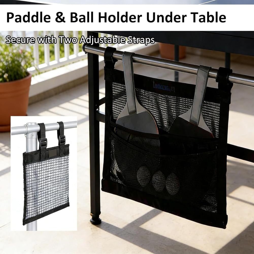 Organizador de malla para pelotas de tenis de mesa, paletas de ping pong y pickleball, almacenamiento de equipo deportivo