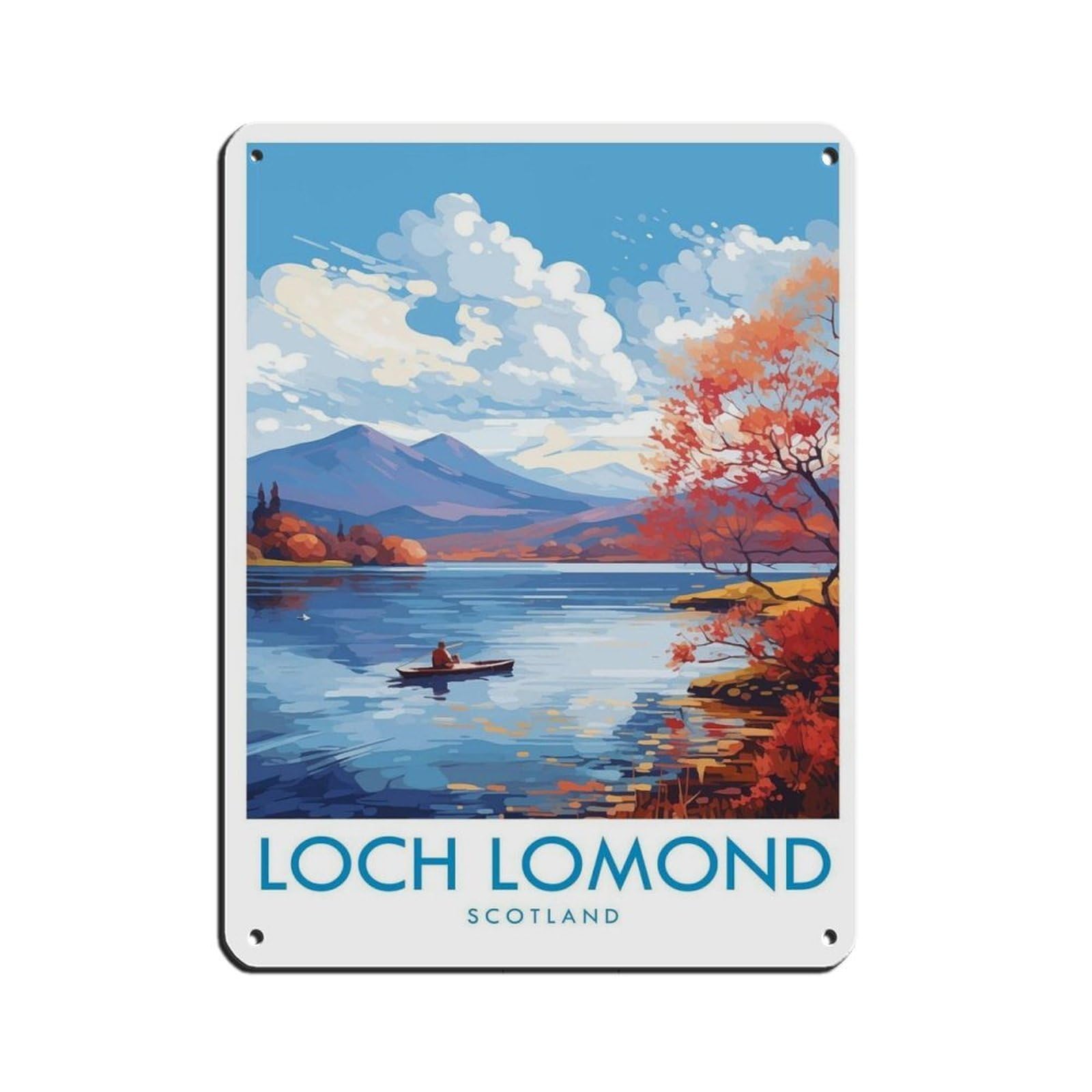 Loch Lomond Travel, Scotland Travel Decor (2) Retro Poster Metal Tin Sign Chic Art Retro Iron Painting Bar People Cave Cafe Family Garage Poster Wall Decoration 12x16inch(30x40cm)